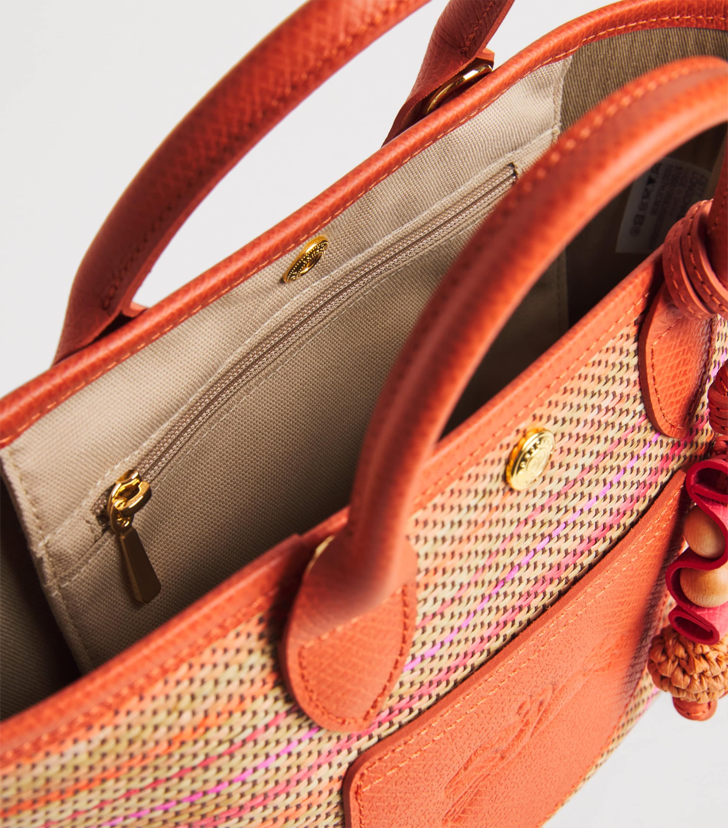 Longchamp Raffia Le Panier Pliage Cross-Body Bag Rainbow Image 5