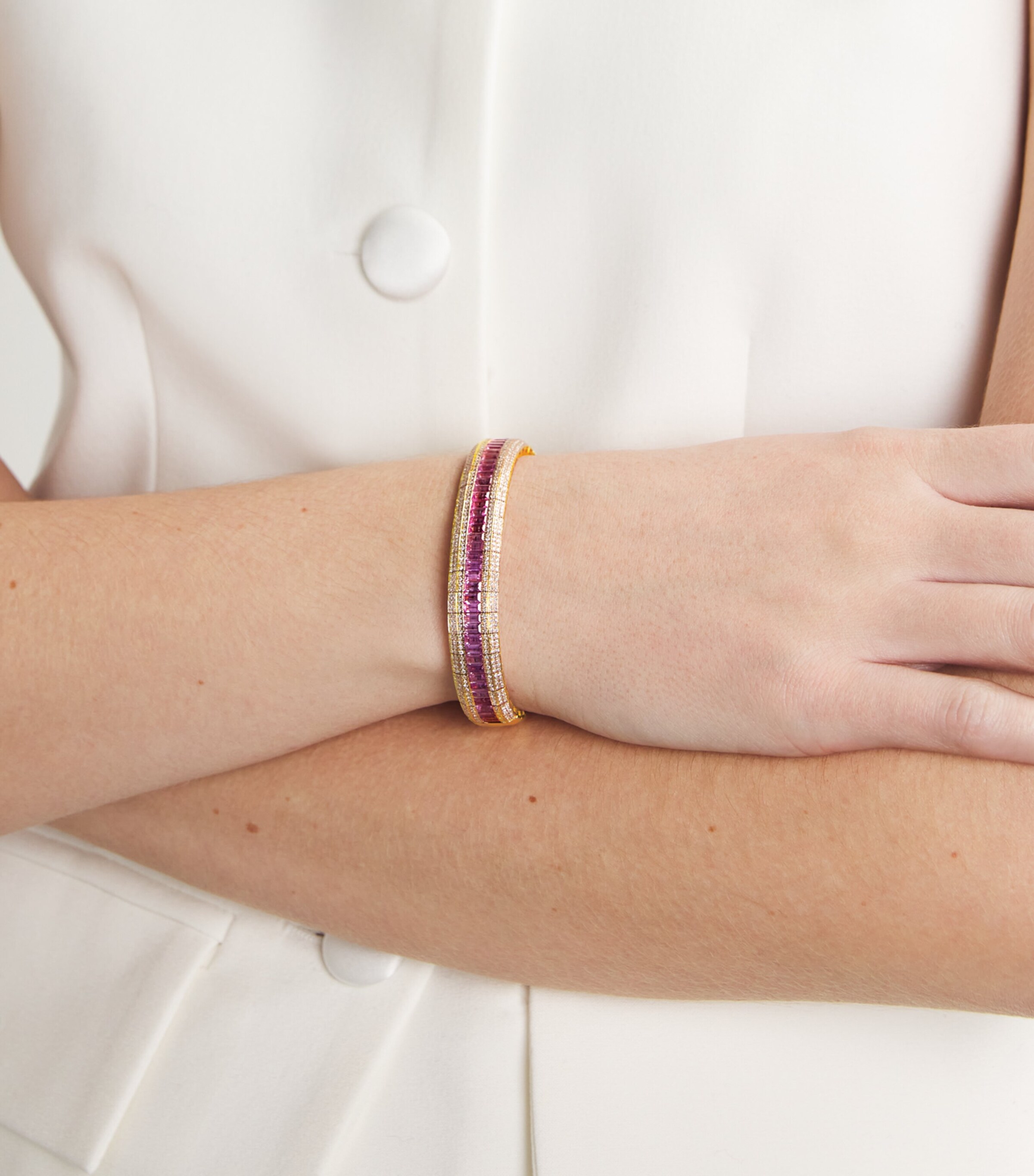 SHAY Rose Gold, Diamond and Sapphire Scales Stretch Bracelet Rose Gold Image 2