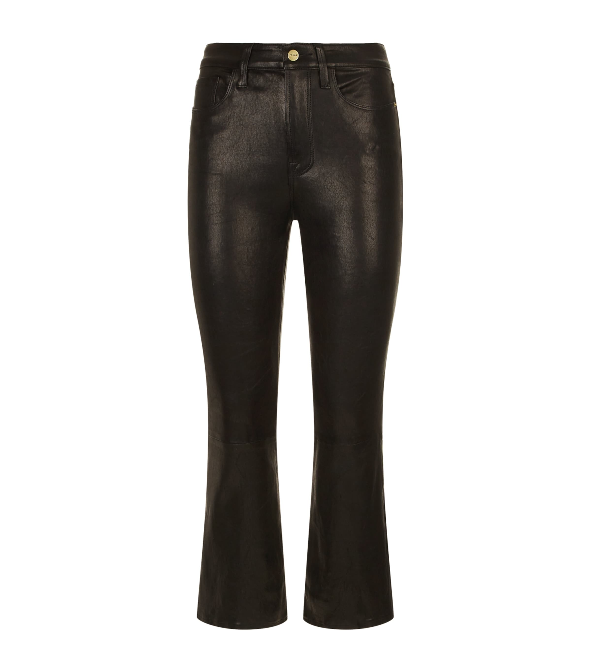 Shop Frame Leather Le Jane Crop Jeans In Black