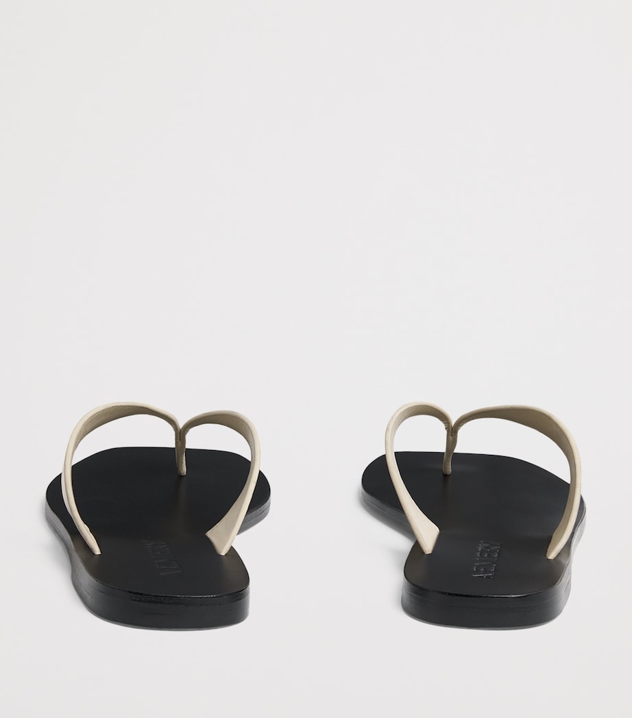 A.EMERY Leather Kinto Flip Flops Eggshell/ Black Image 5
