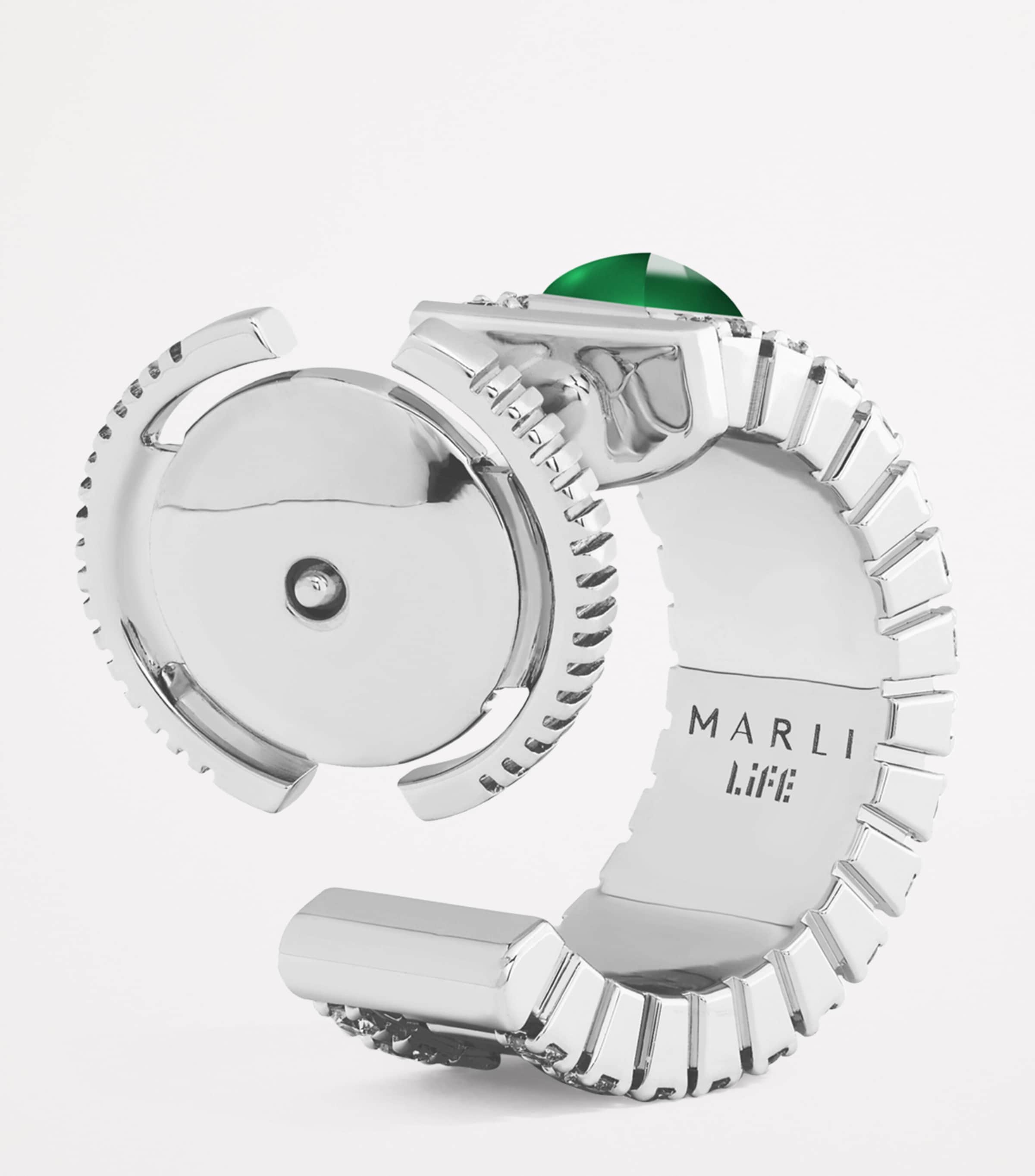 Mini White Gold, Diamond and Agate Life Hoop Earrings WHITE GOLD Image 3