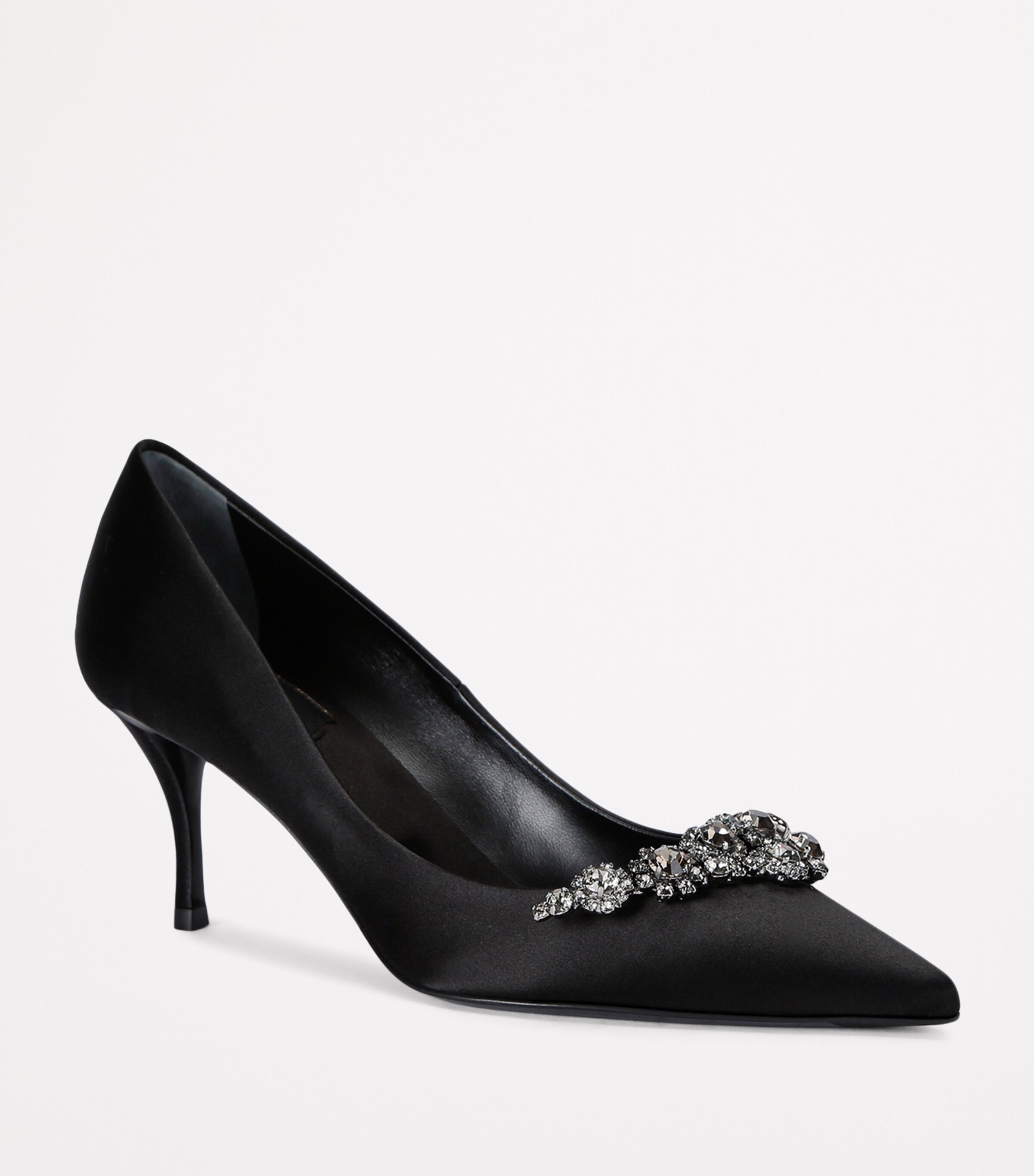 Satin Embellished Efflorescence Pumps 65 BLACK Image 3