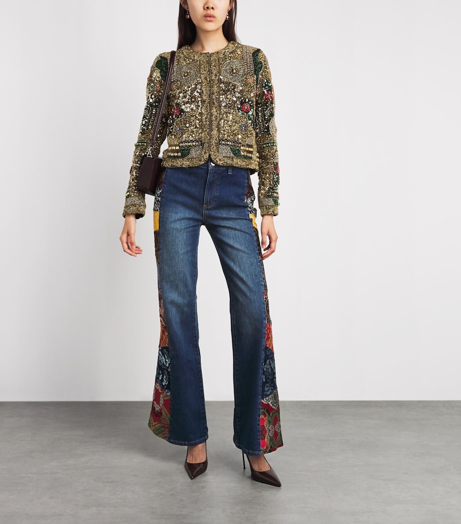 Alice+Olivia Womens Embellished Kidma Jacket Gold/multi Image 2