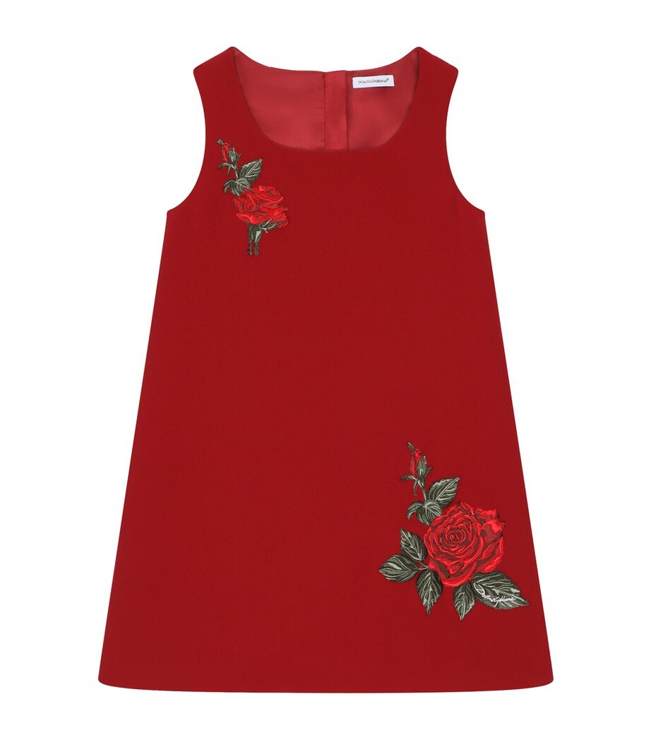 Dolce&Gabbana Kids Rose-Patch Dress (2-6 Years) Dark Blood Red Image 1