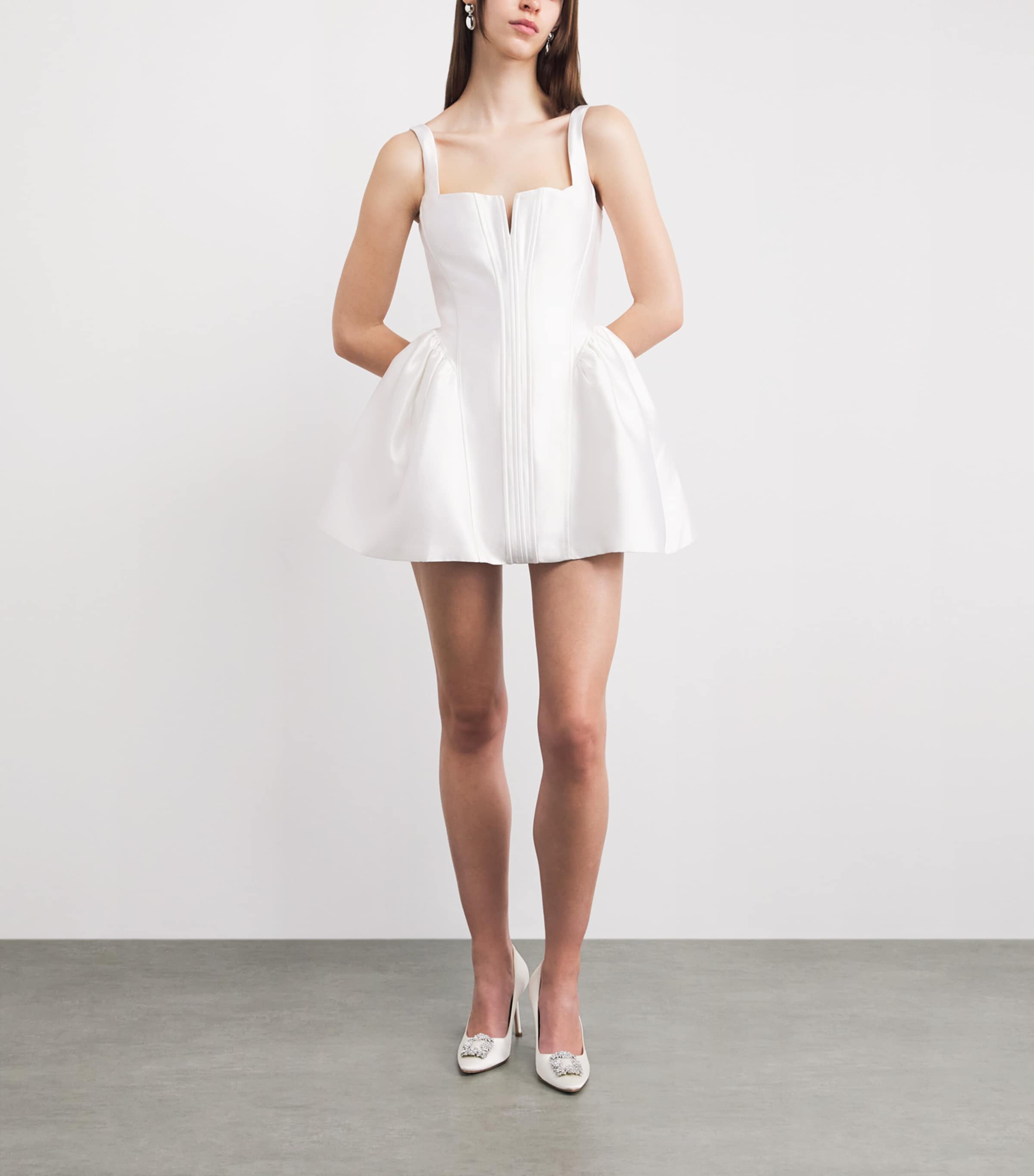 Self-Portrait Womens Taffeta Bustier Mini Dress White Image 2