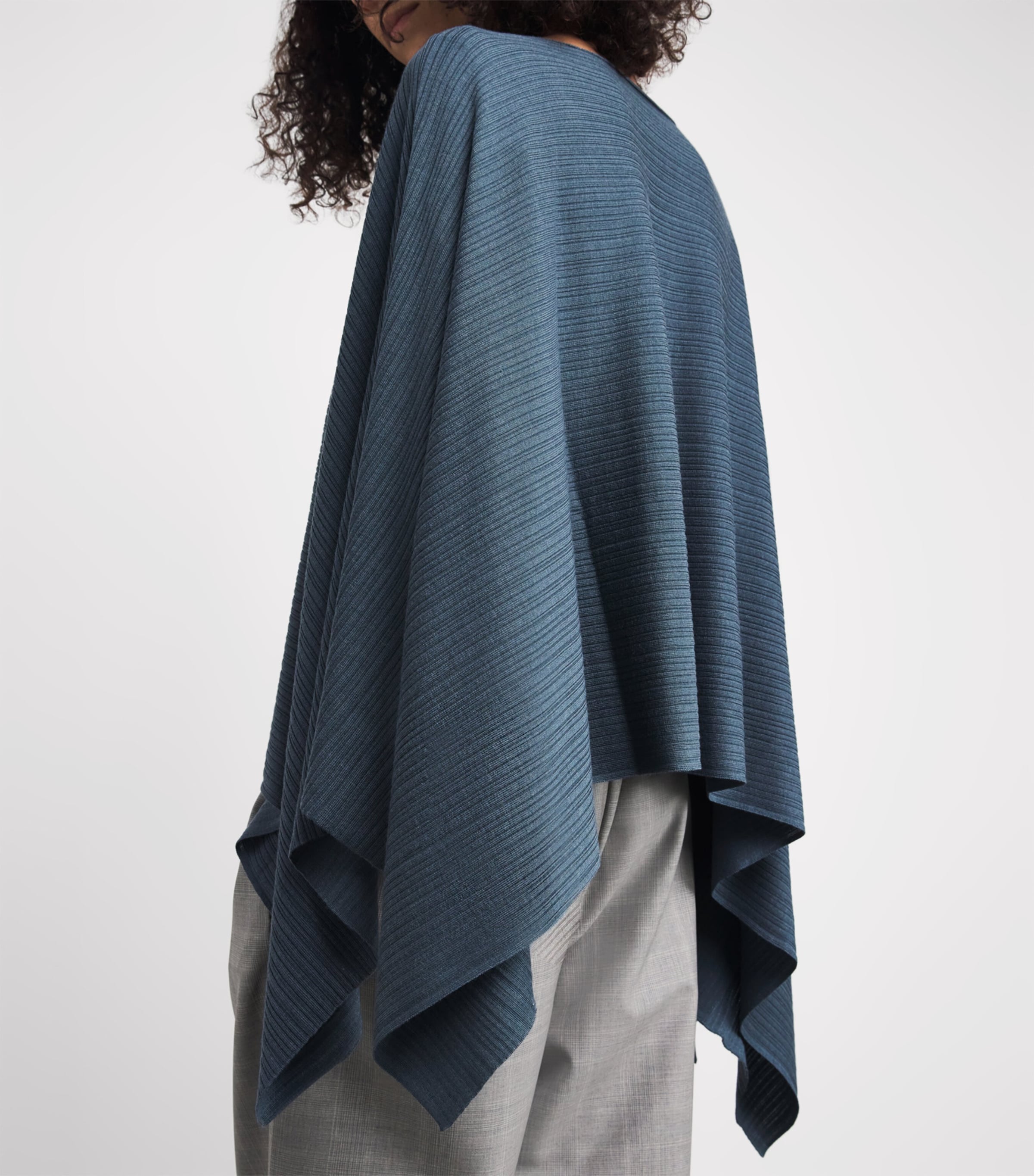Plissé Cropped Poncho B60 BLUE - PETROL Image 6