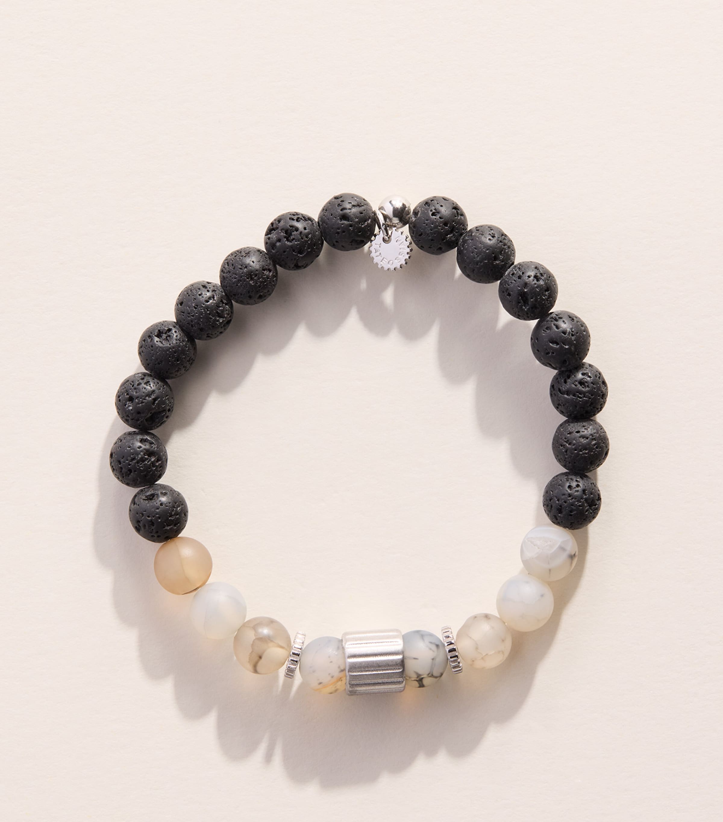 Tateossian Sterling Silver and Agate Beaded Bracelet Grey Image 1