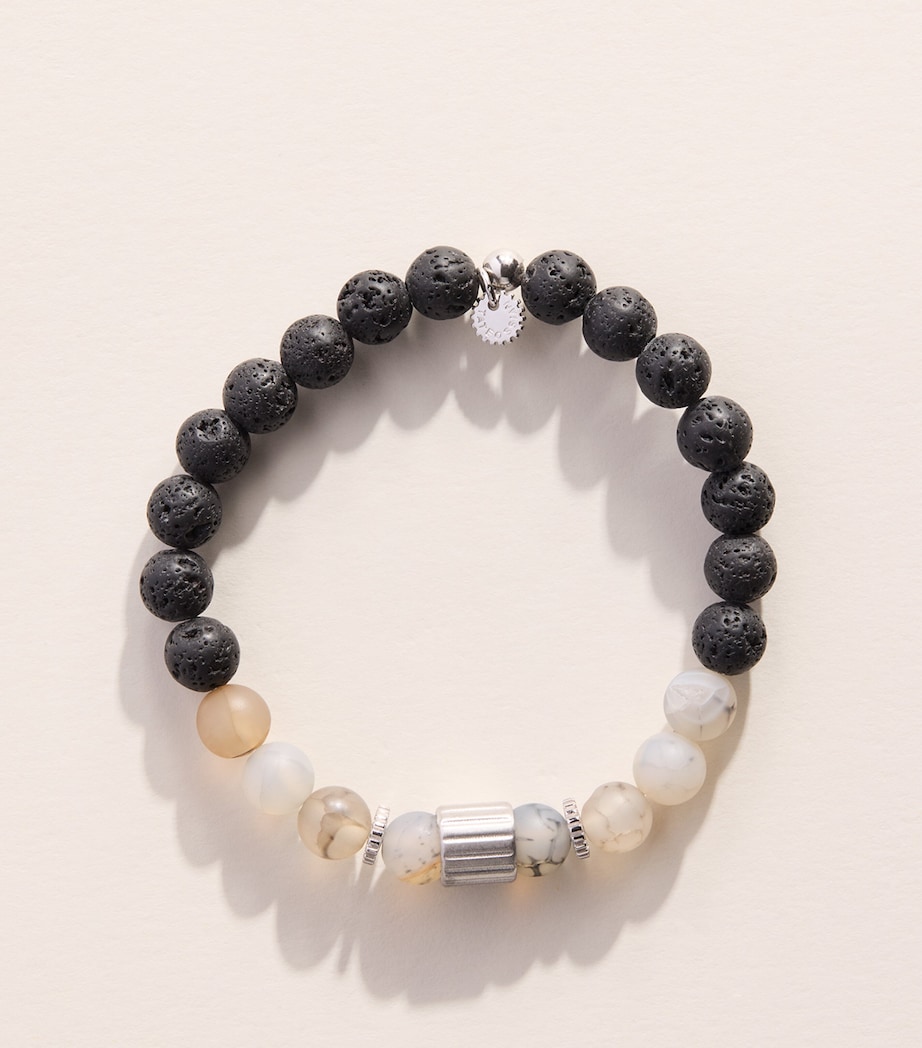 Tateossian Sterling Silver and Agate Beaded Bracelet Grey Image 1