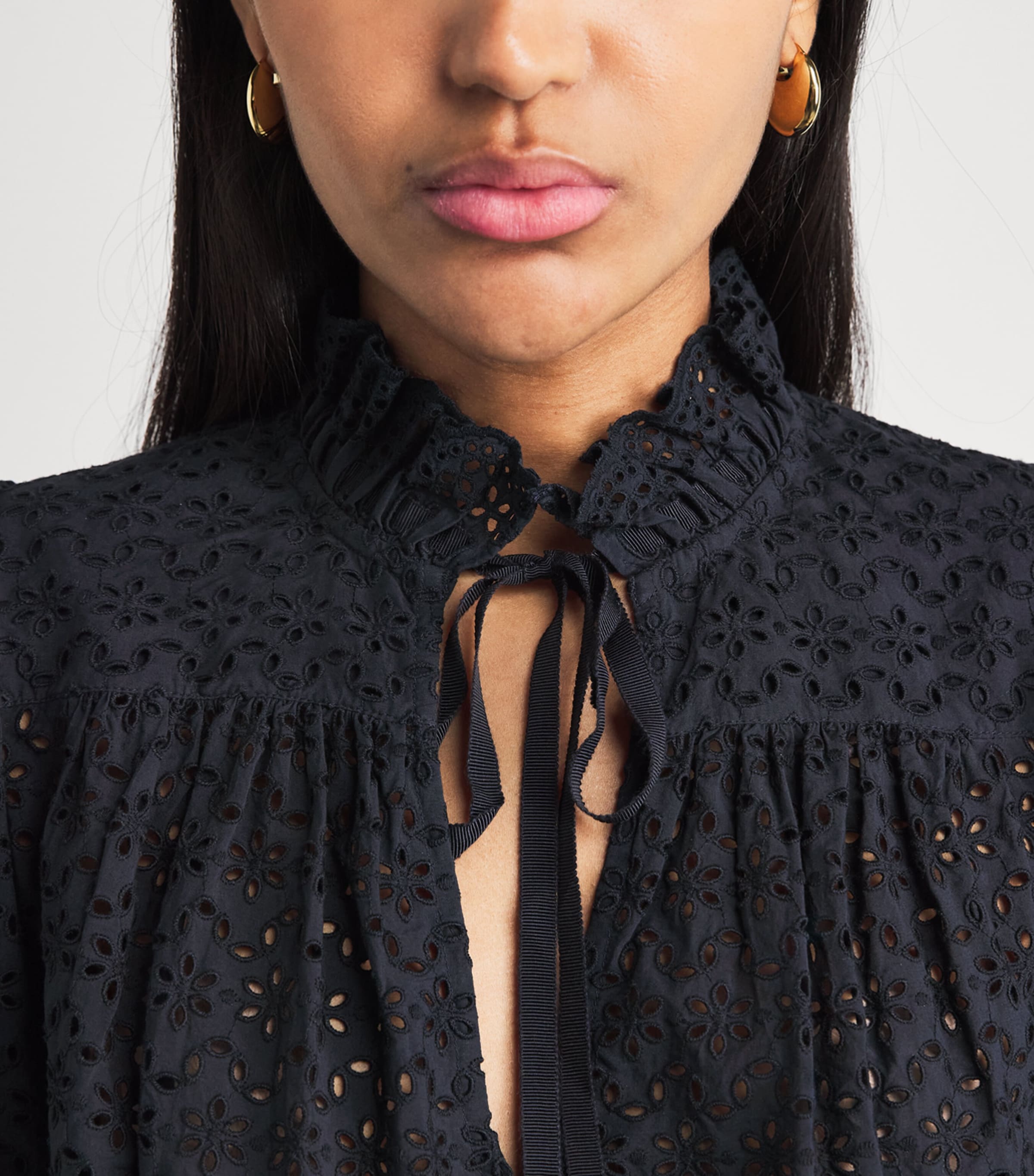 Ulla Johnson Womens Broderie Anglaise Alouette Blouse Midnight Image 3