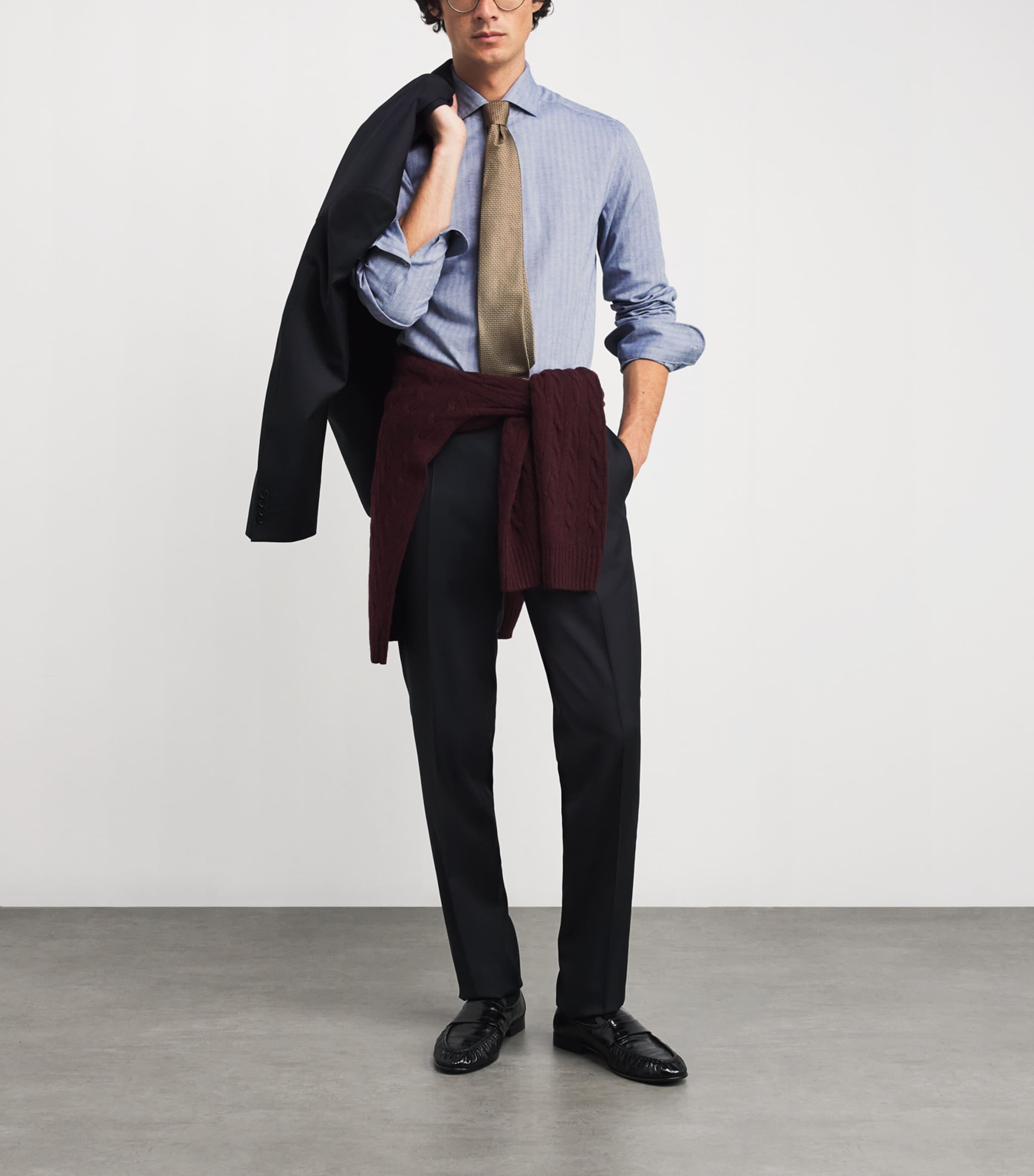 Cotton Herringbone Shirt 003 CHINA BLUE Image 2