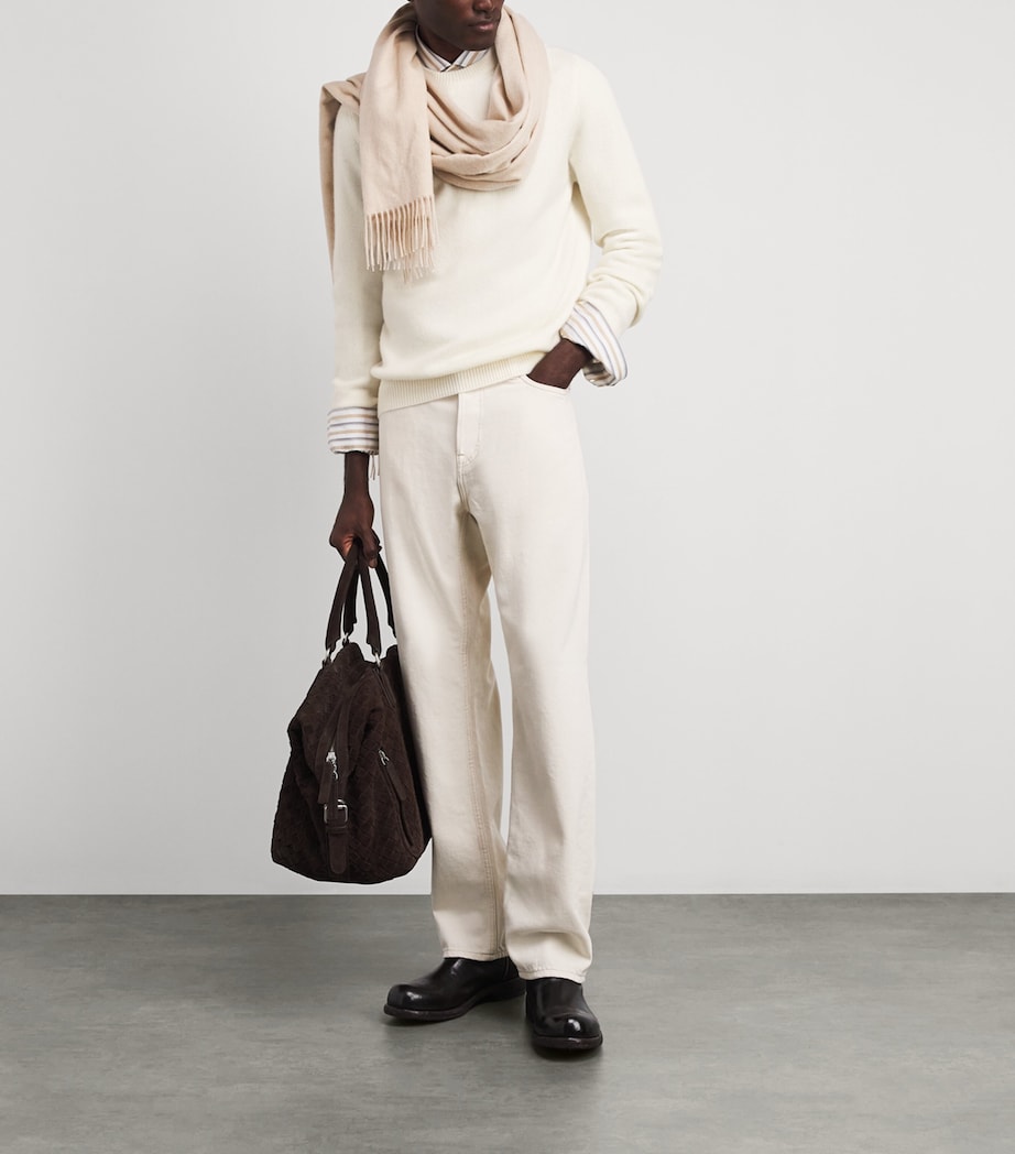 Fioroni Cashmere Mens Cashmere Crew-Neck Sweater Latte Image 2