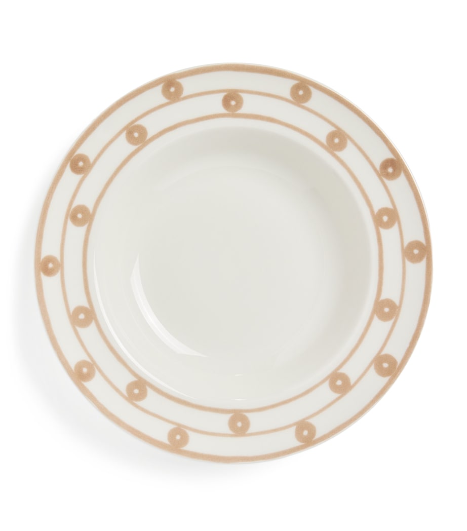 Porcelain Serenity Soup Plate (26cm) BEIGE ON WHITE Image 1