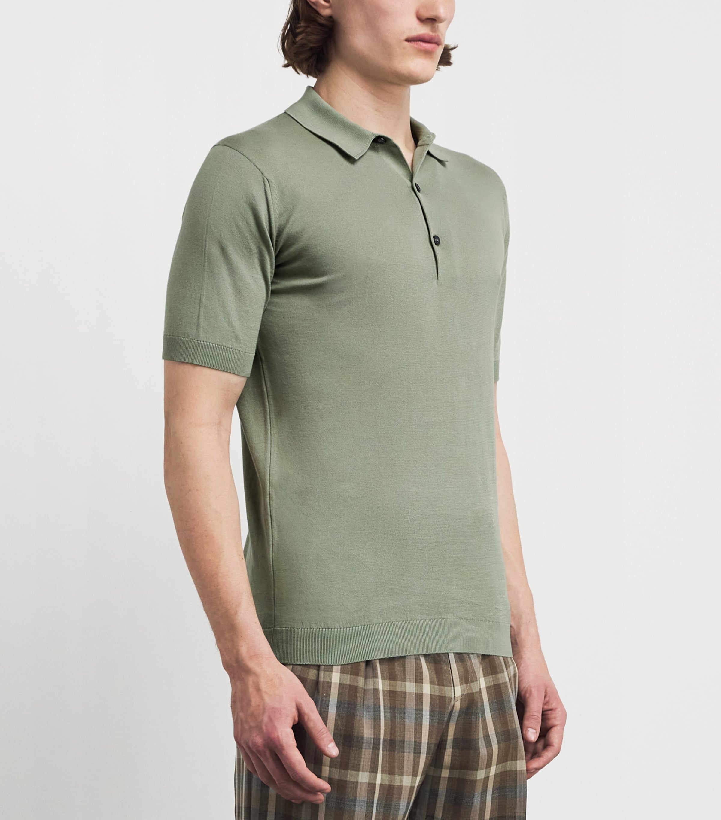 John Smedley Mens Sea Island Cotton Adrian Polo Shirt Mountain Mist Image 4