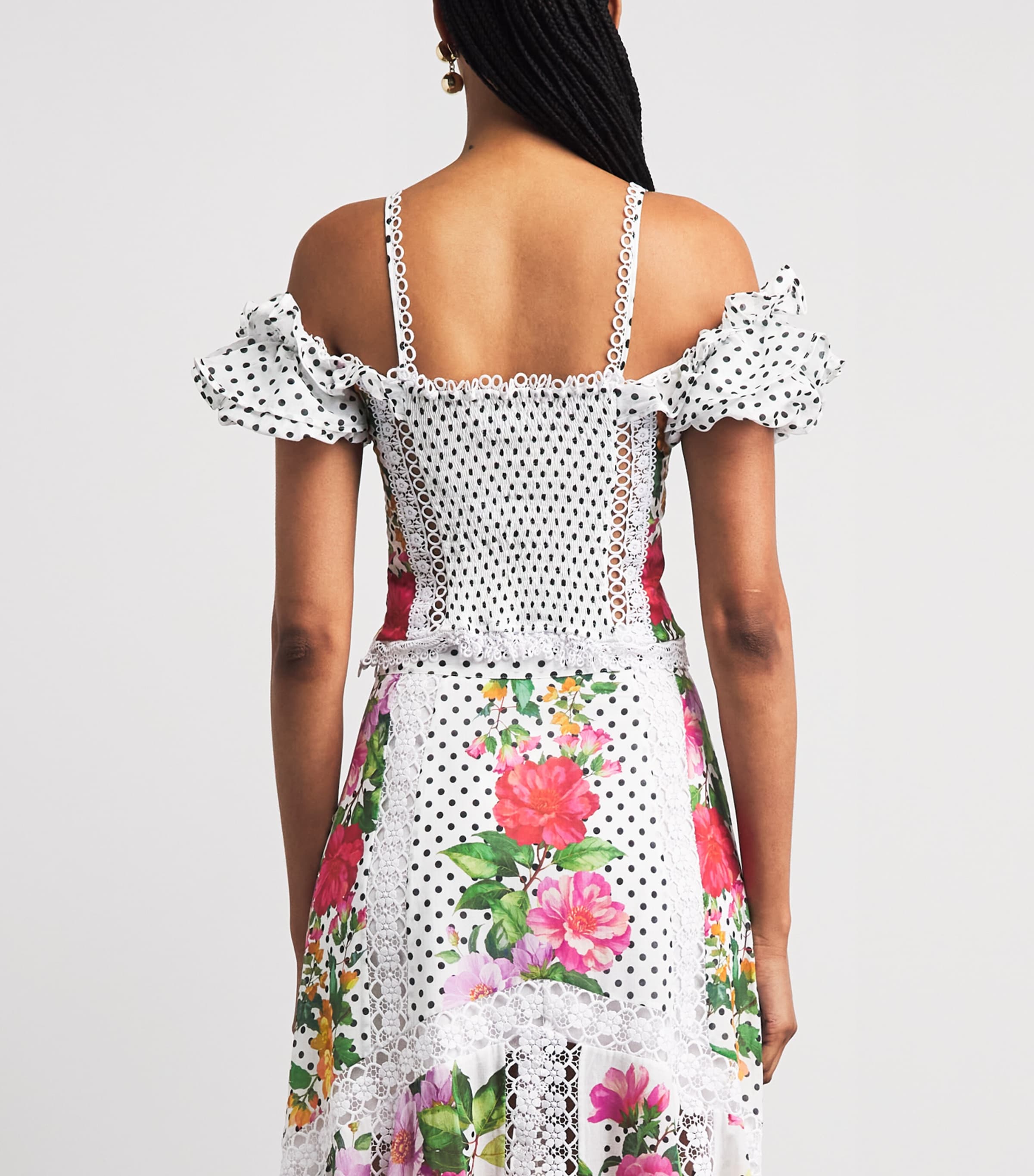 Charo Ruiz Ibiza Womens Floral Carmesi Crop Top White Dots Image 5
