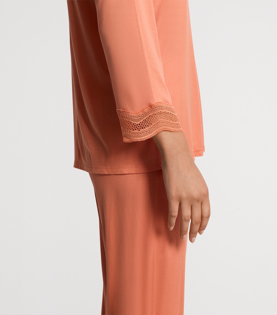 Hanro Womens Long Cira Pyjama Set Light Carnelian Image 5