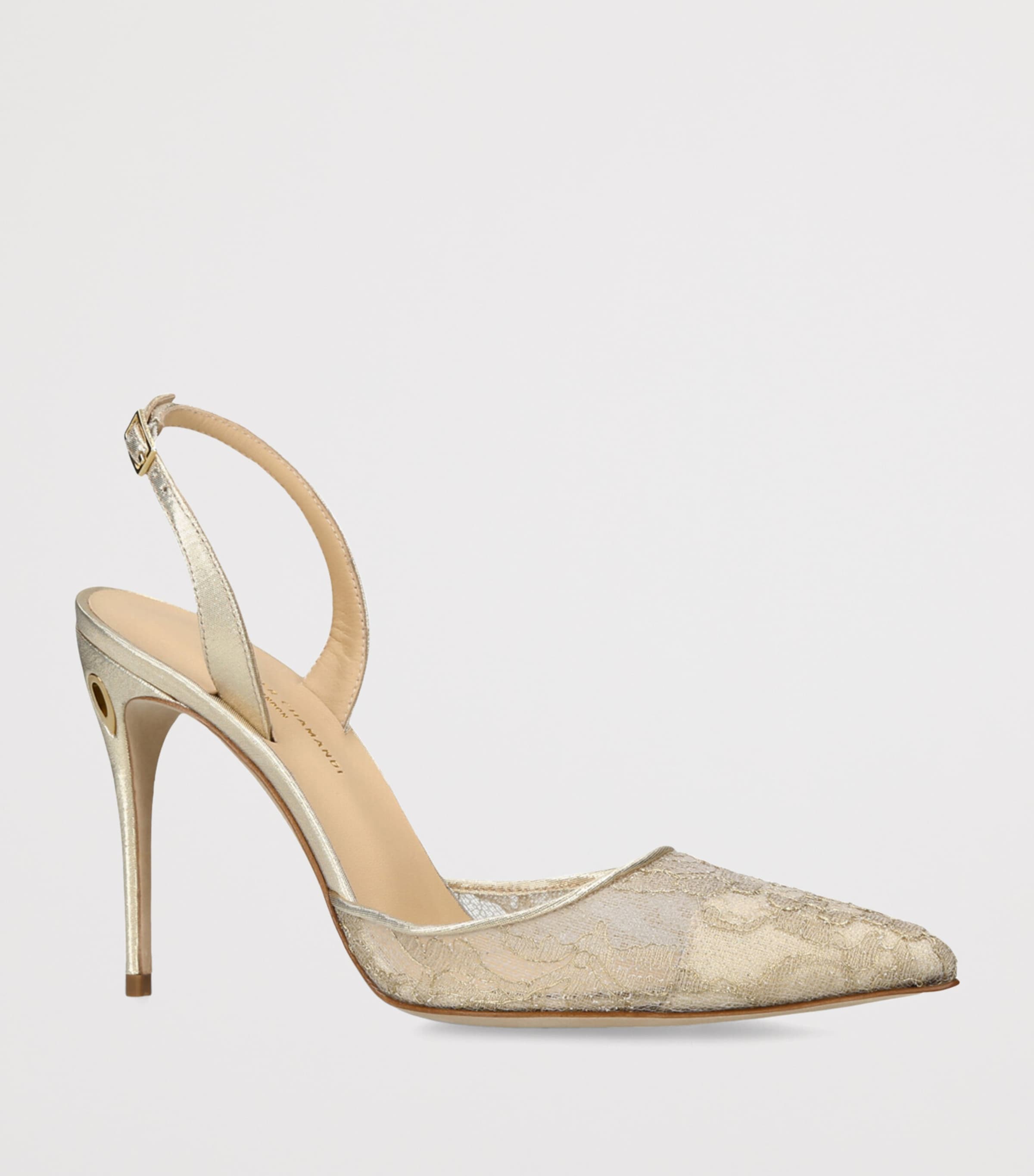 Lace Vittorio Slingback Heels 105 GOLD COMB Image 3