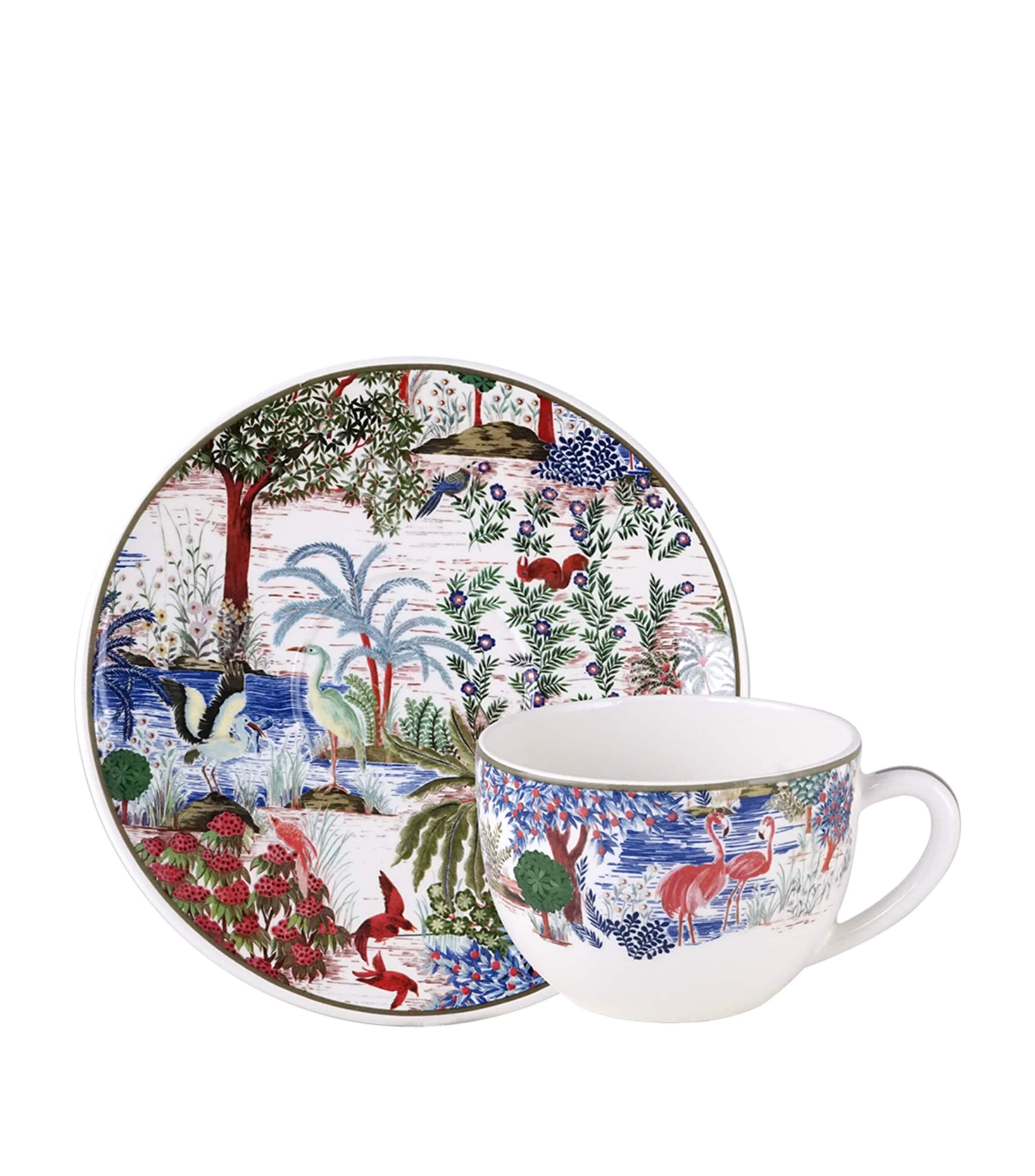 Gien Set of 2 Jardin du Palais Teacups and Saucers (260ml) | Dining | Tableware | Tea Cups & Saucers | Mugs | Designers | Gien