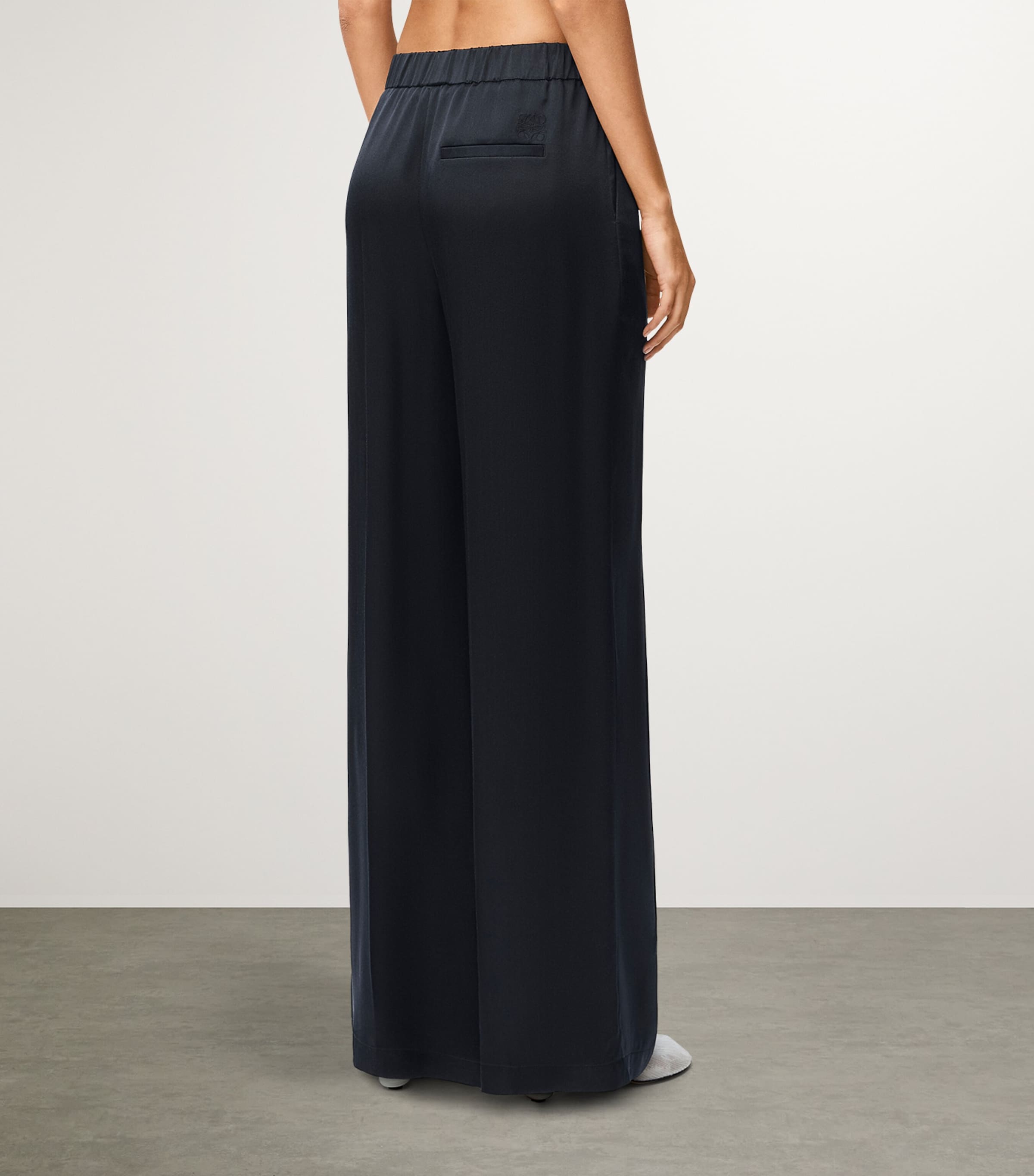 LOEWE Womens Silk-Blend Pyjama Trousers Midnight Blue Image 3