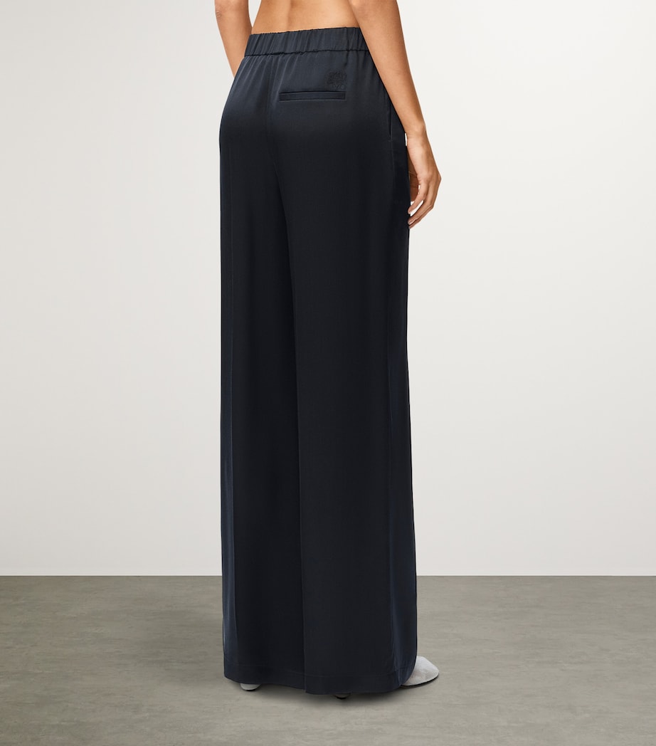 LOEWE Womens Silk-Blend Pyjama Trousers Midnight Blue Image 3