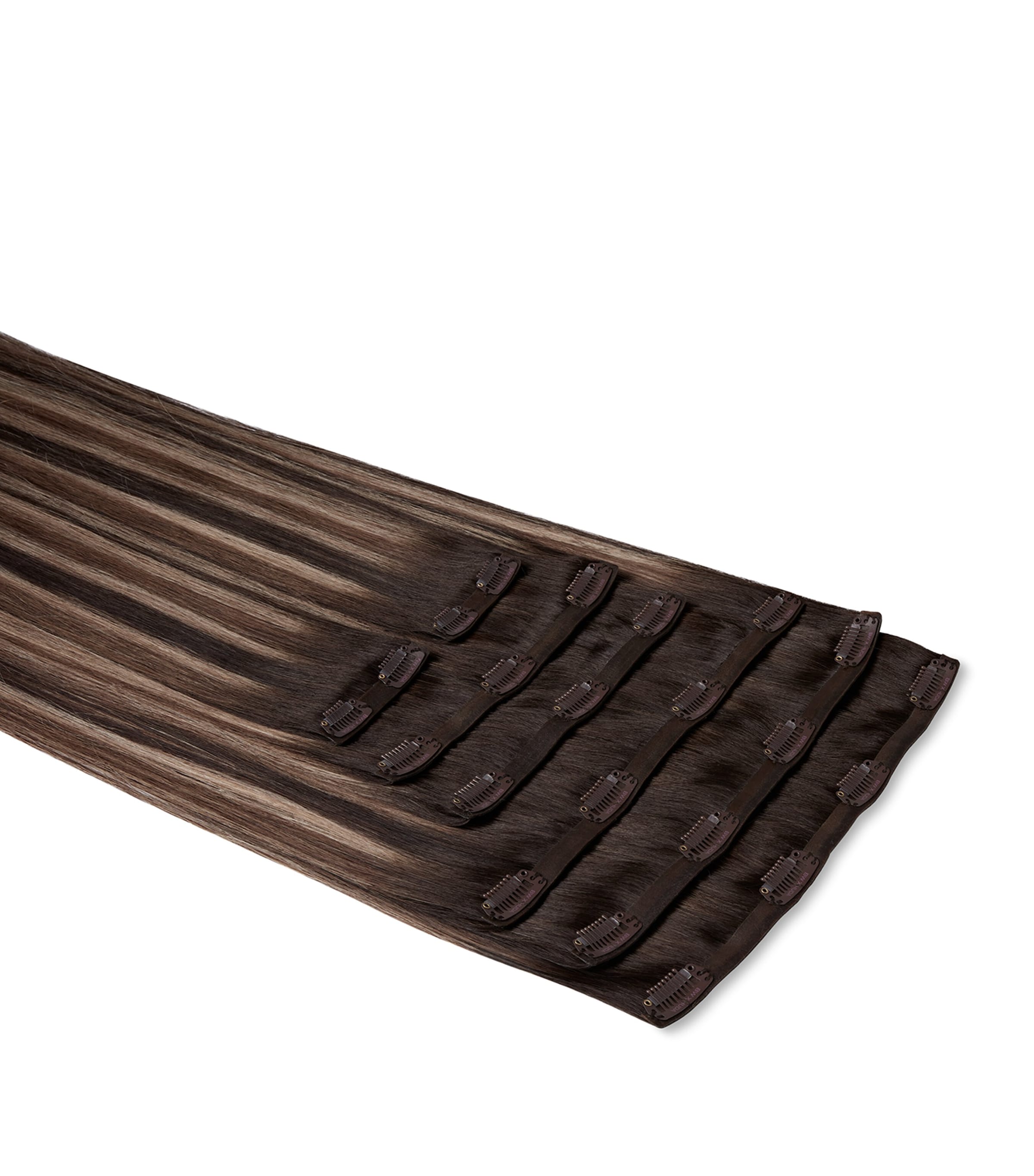 Beauty Works x Huda BARELY THERE Clip-In Hair Extensions Set (18") SPICED OUD Image 1