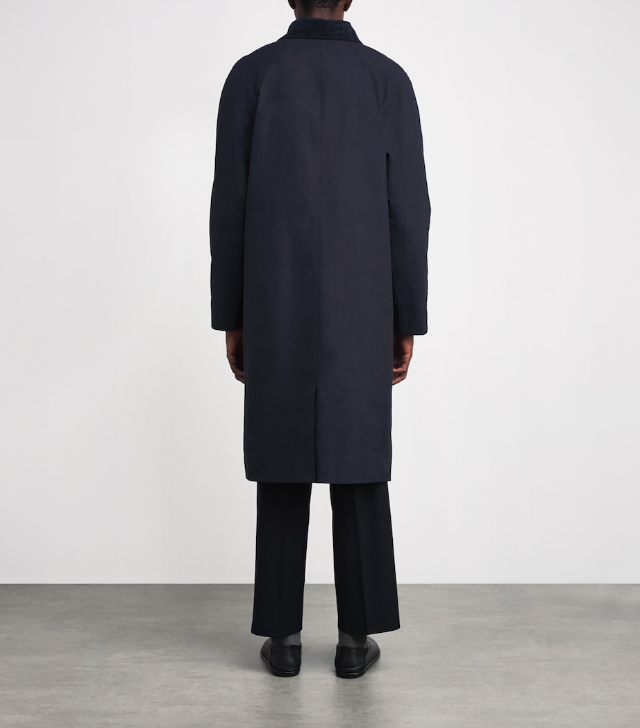 Cotton Tartan Lining Overcoat IAK DARK NAVY Image 4