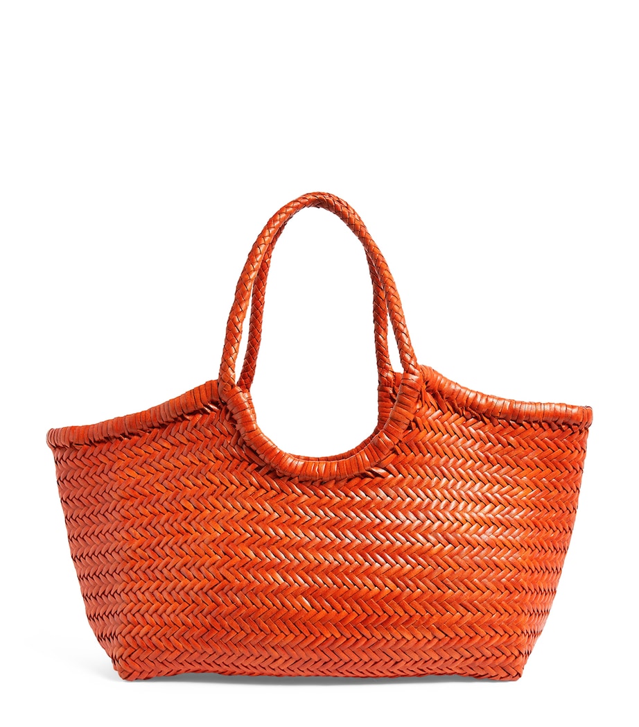 DRAGON DIFFUSION Large Leather Woven Nantucket Tote Bag Orange Image 1