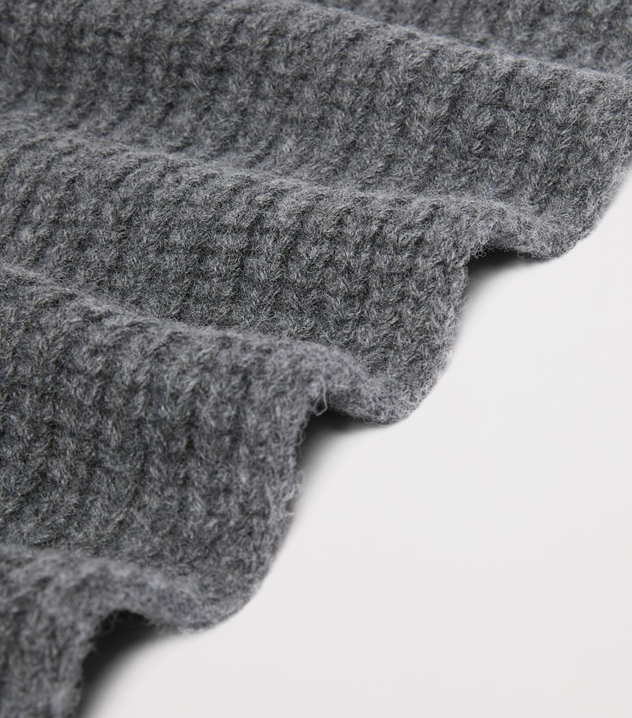 Weekend Max Mara Virgin Wool Initial Scarf Dark Grey Image 3