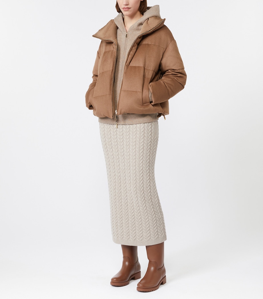 Down Camel Wool Reversible Quilted Coat BEIGE Image 3