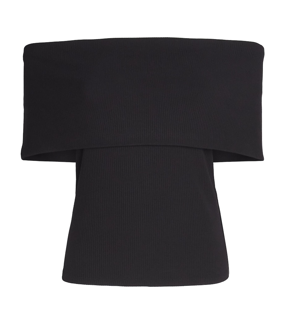 PAIGE Womens Off-The-Shoulder Rosarita Top Black Image 1