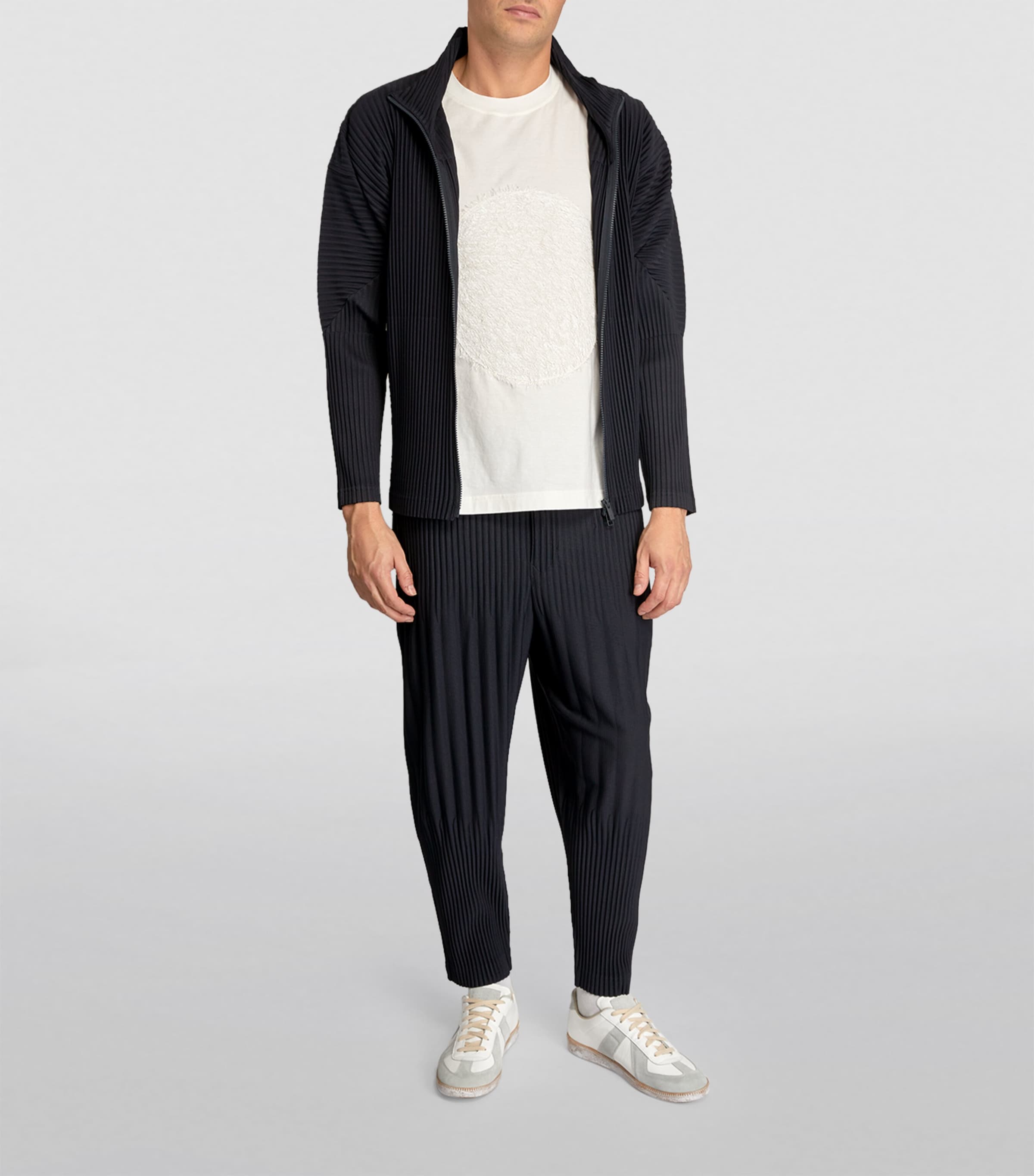 Homme Plissé Issey Miyake Mens Pleated Tapered Trousers Navy Image 2