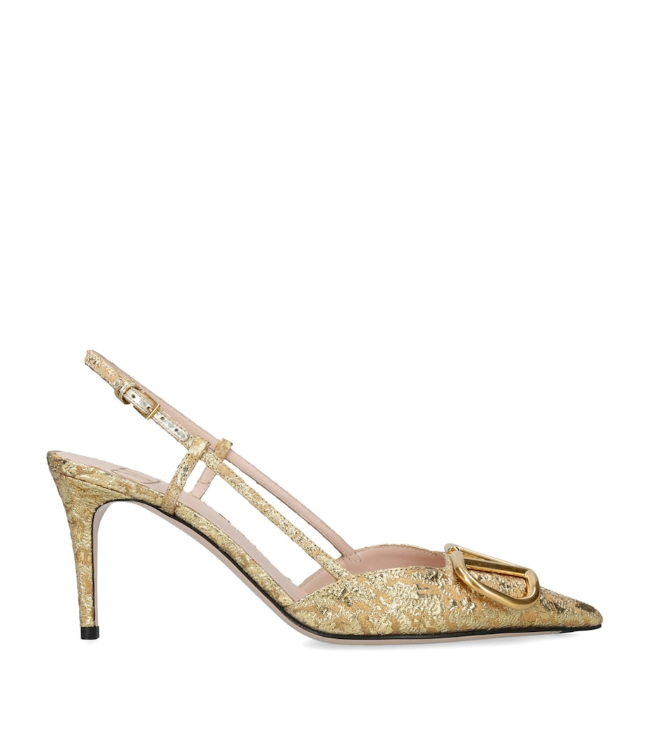 Jacquard VLogo Slingback Pumps 80 GOLD Image 1