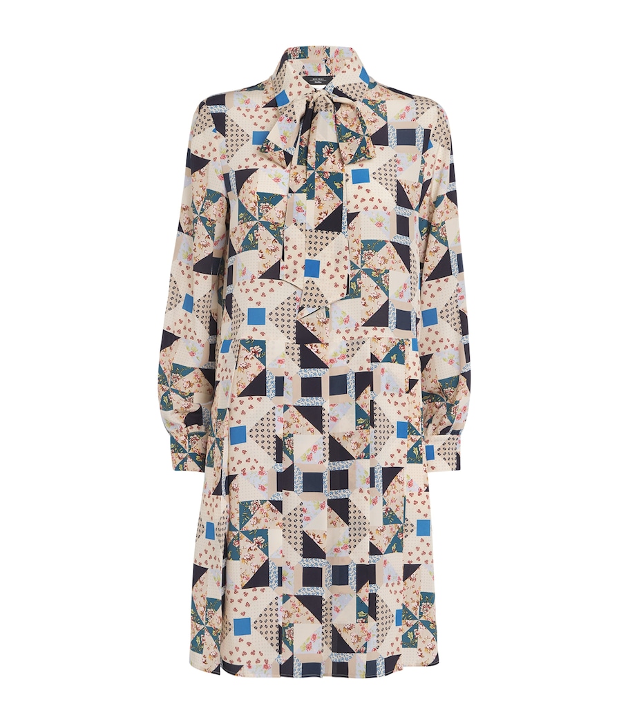 Silk Printed Mini Dress BEIGE Image 1