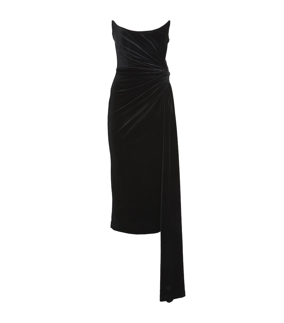Alex Perry Black Velvet Twist Midi Dress | Harrods GH Alex Perry Black Velvet Twist Midi Dress | Harrods GH