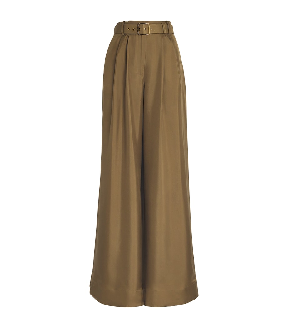 Zimmermann Womens Silk Flared Crush Trousers Olvolive Image 1