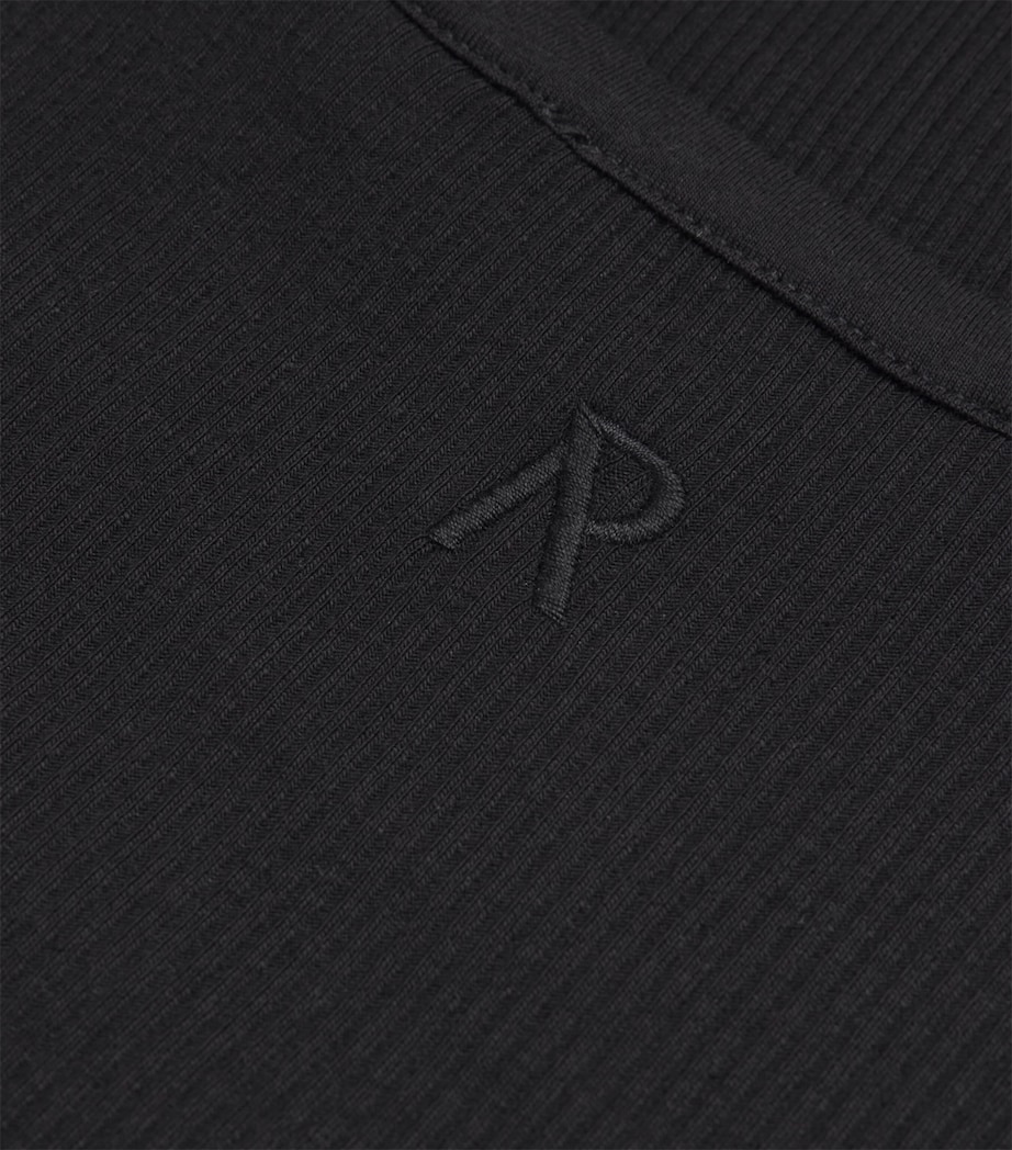 Stretch-Cotton Initial Rib Tank Top BLACK Image 5