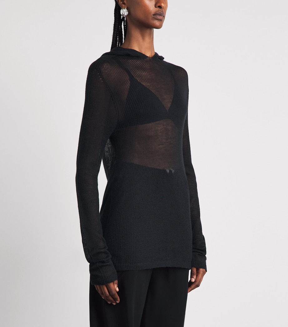 Rick Owens Womens Cashmere Tower Hoodie Black Image 4