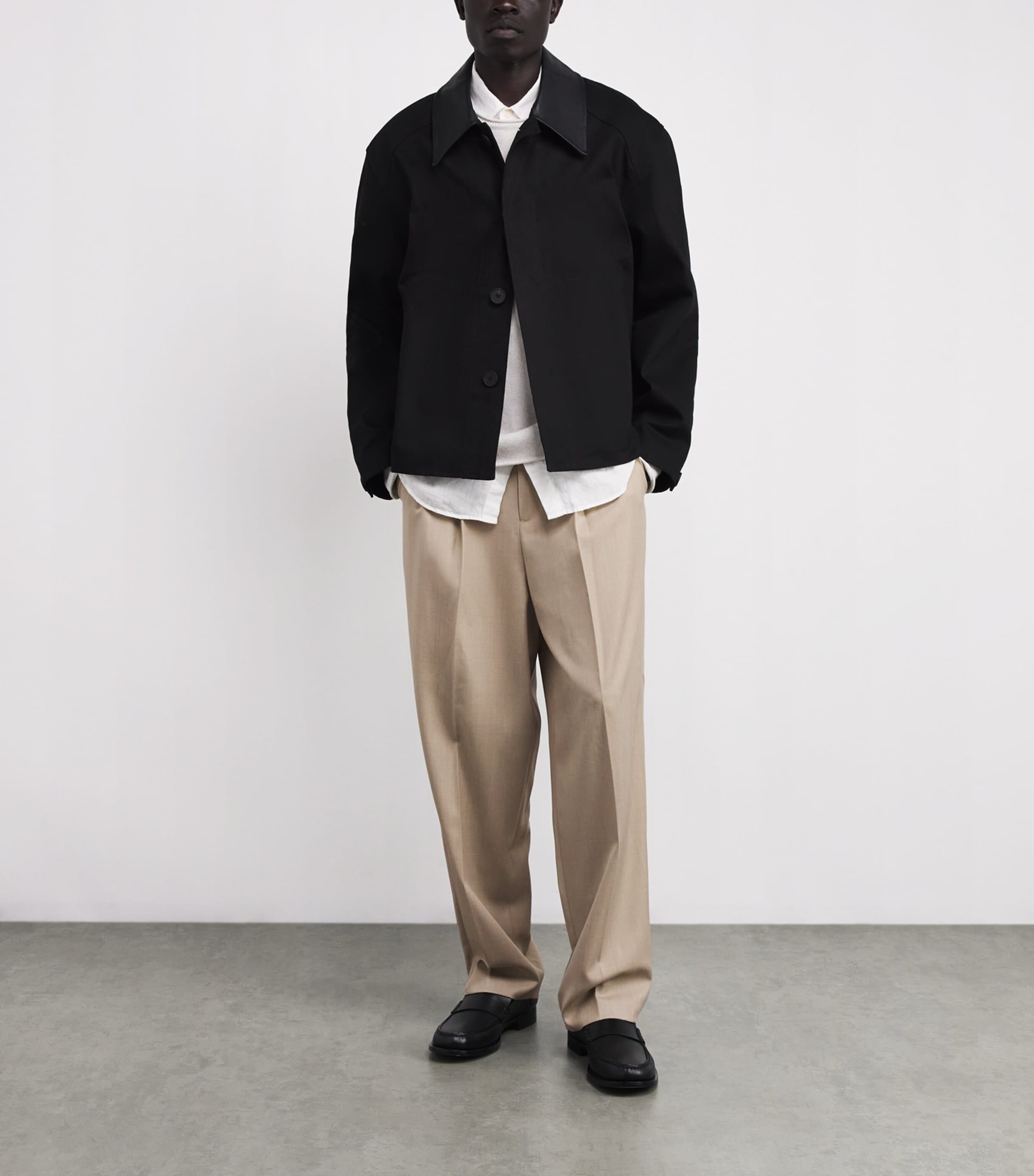 Wool-Blend Pleated Straight Trousers BEIGE Image 2