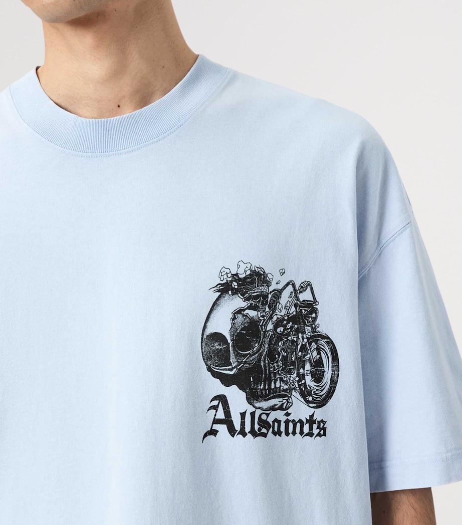 AllSaints Mens Organic Cotton Oversized Panhead T-Shirt Villa Blue Image 8