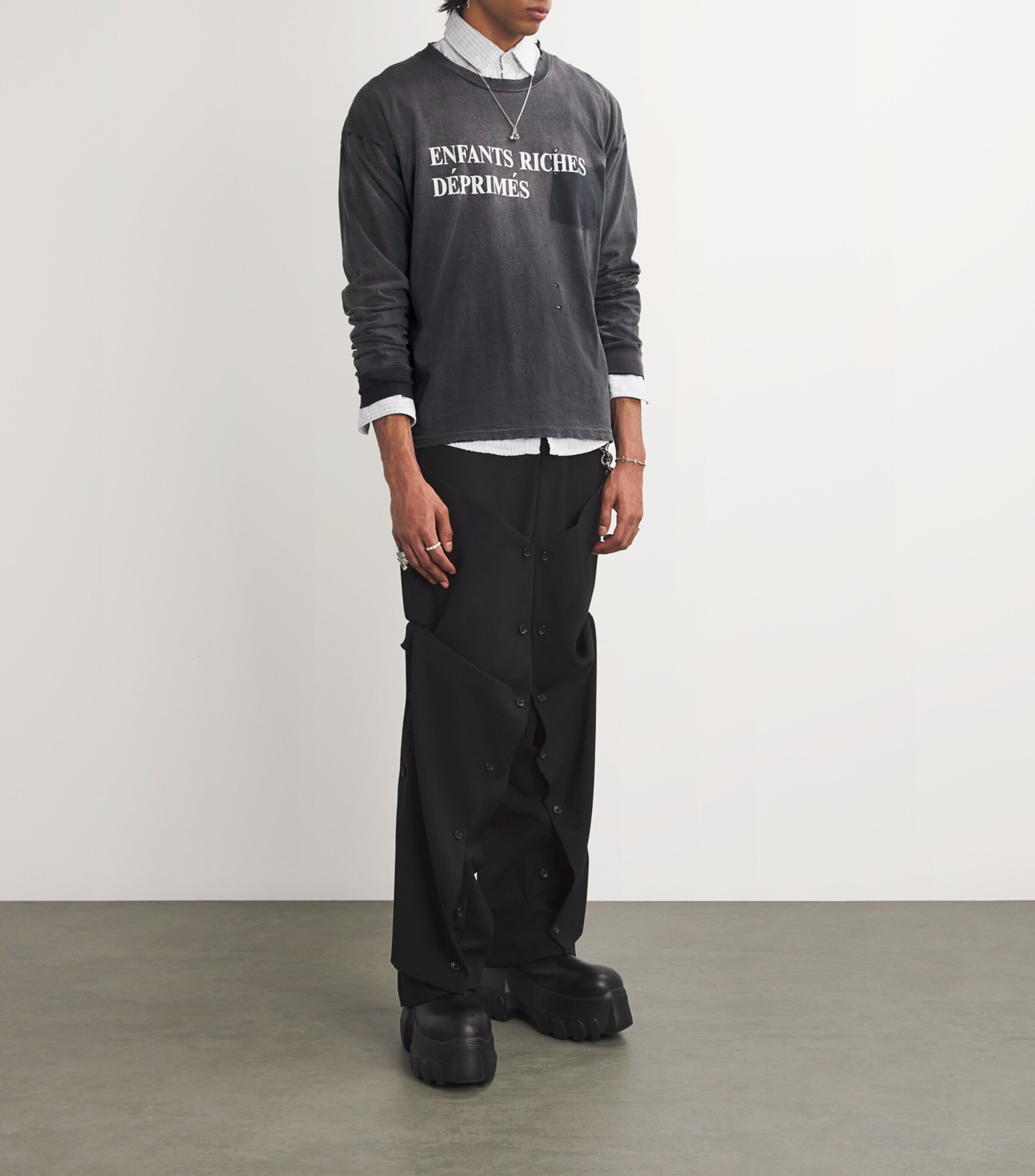 Enfants Riches Déprimés Black Cotton Vintage-Wash Logo T-Shirt