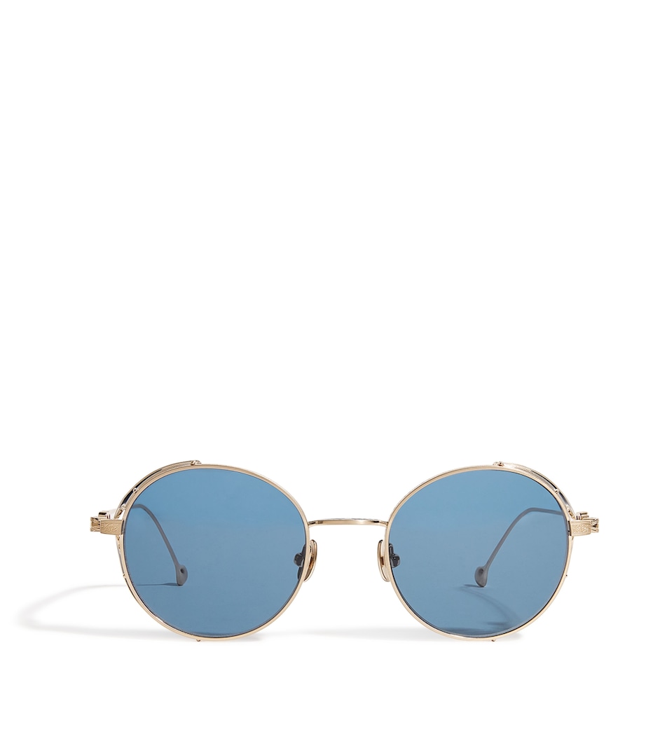 M3152 Round Sunglasses BRUSHED GOLD BLUE Image 1