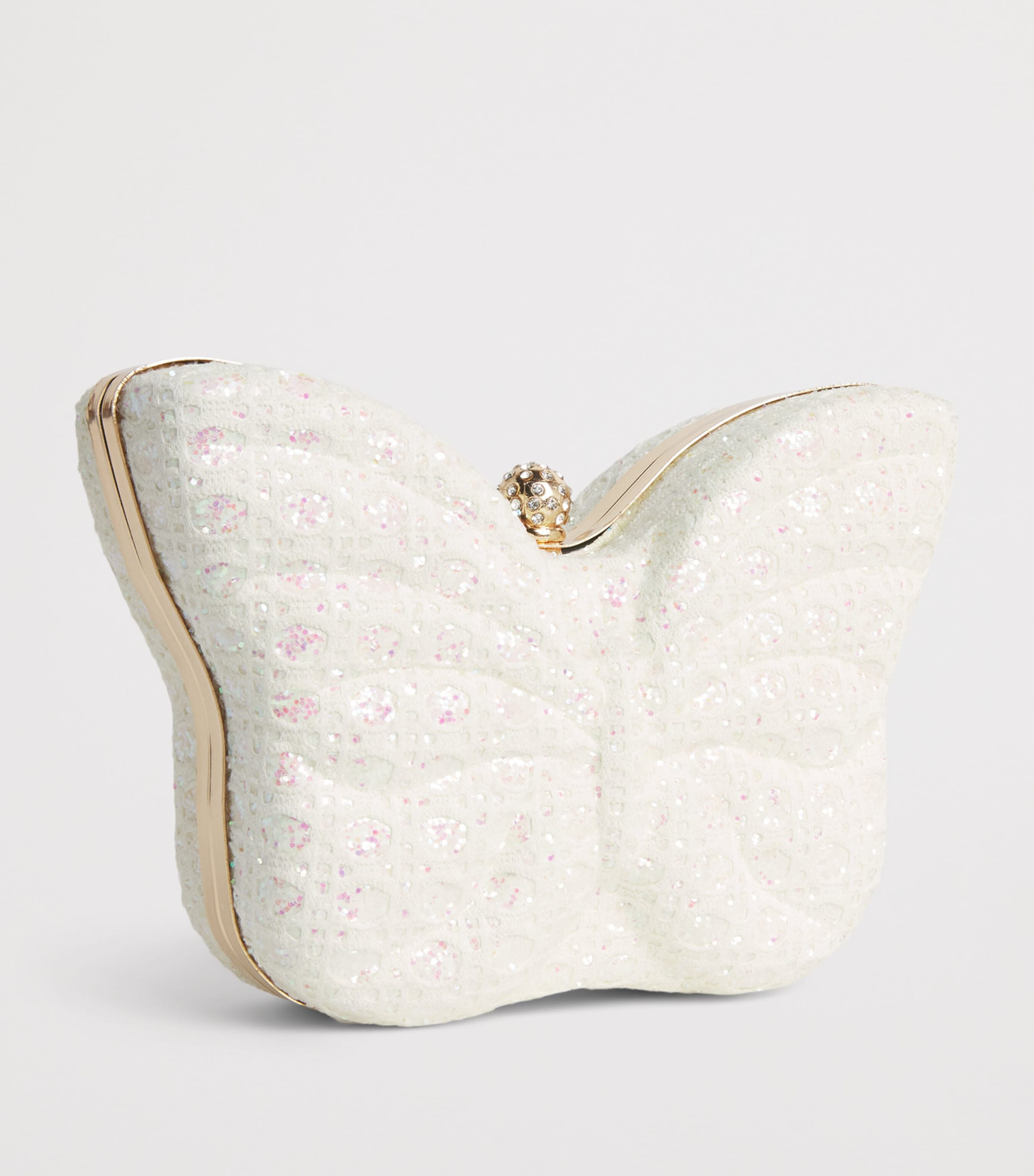David Charles Embellished Butterfly Clutch Bag L Ivory Image 2