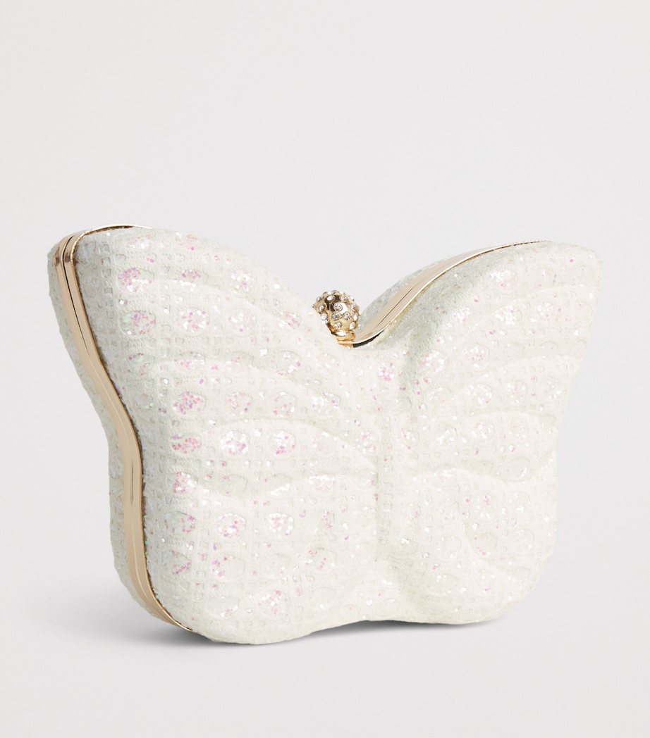 David Charles Embellished Butterfly Clutch Bag L Ivory Image 2