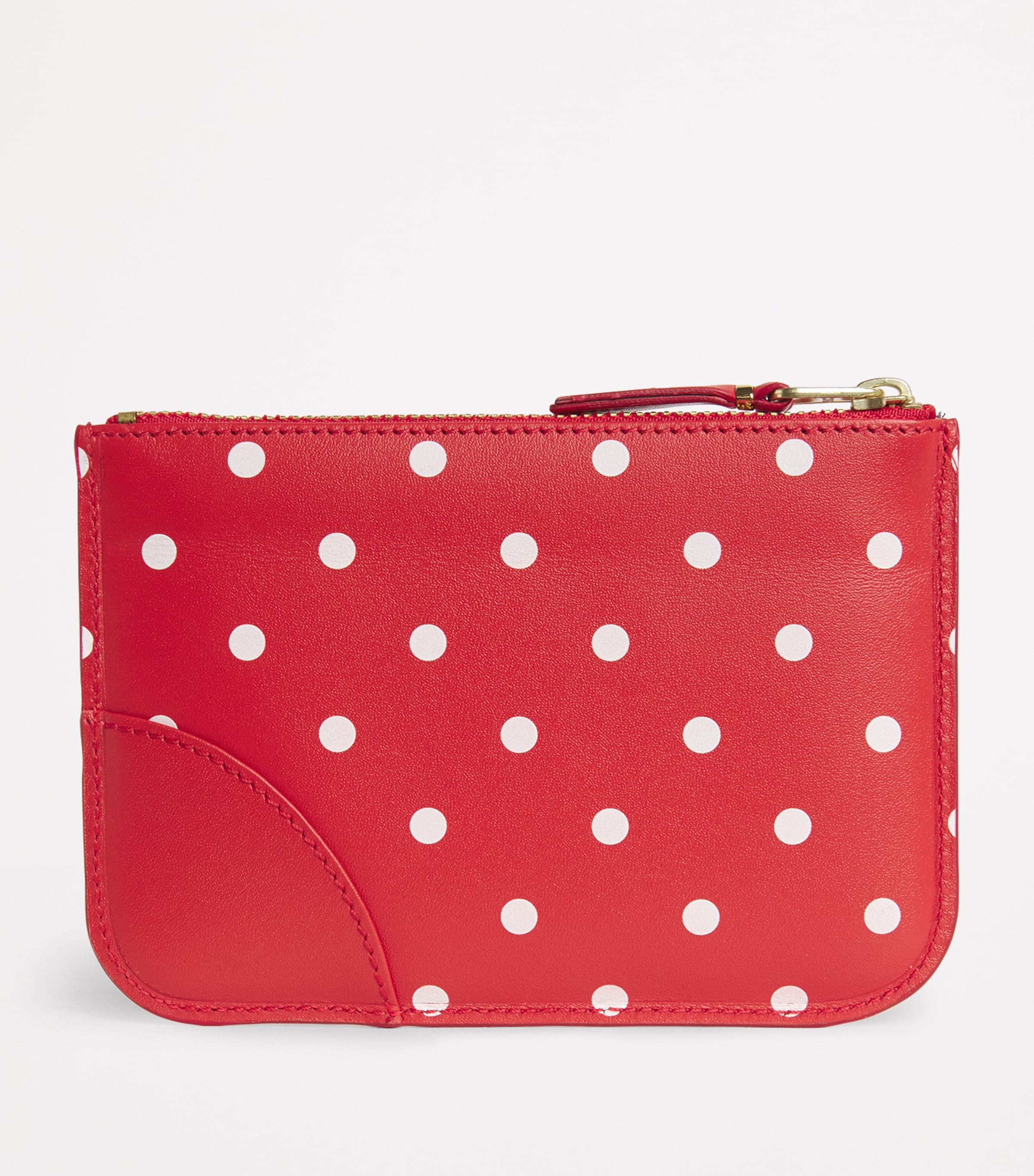 Comme Des Garçons Wallet Leather Polka-Dot Zipped Pouch Red Image 2