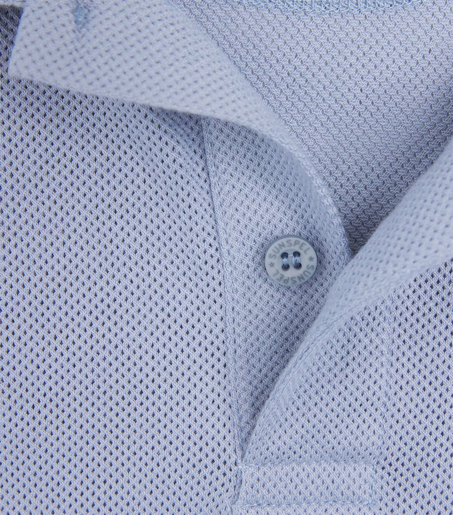 Sunspel Mens Supima Cotton Riviera Polo Shirt Powder Image 6