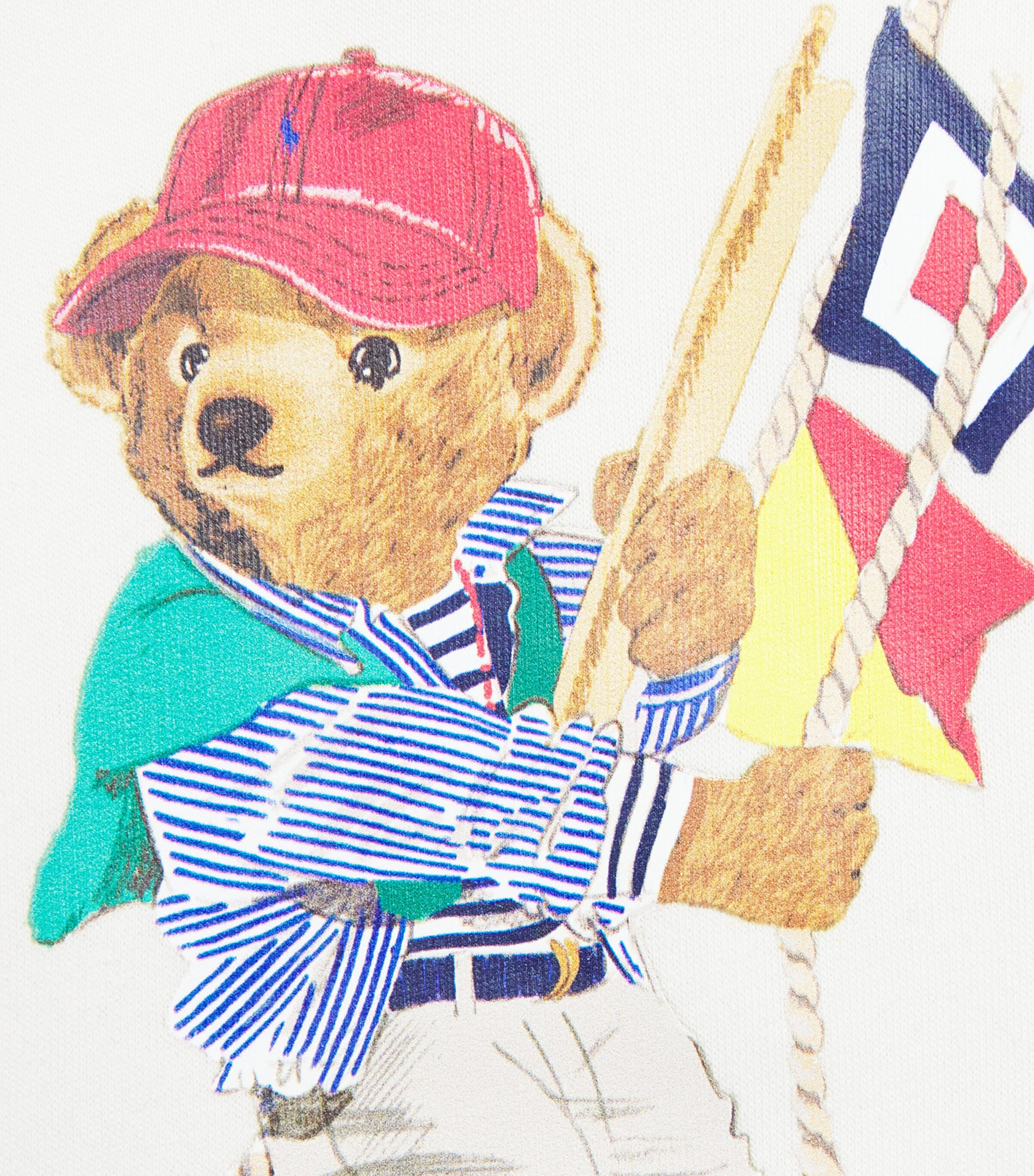 Ralph Lauren Kids Cotton-Blend Sailing Bear Hoodie (6-14 Years) Dkwsh Wht Image 3