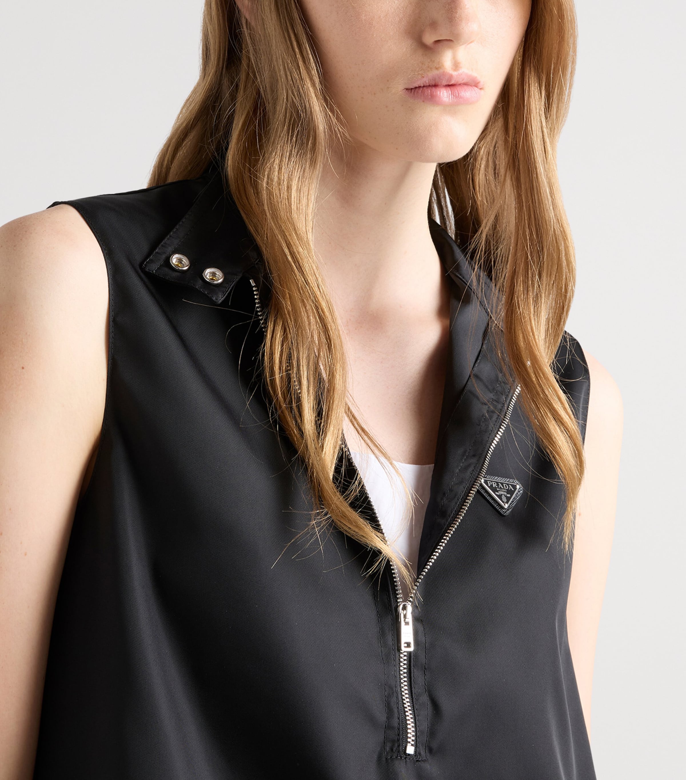 Prada Womens Re-Nylon Sleeveless Mini Dress Black Image 4