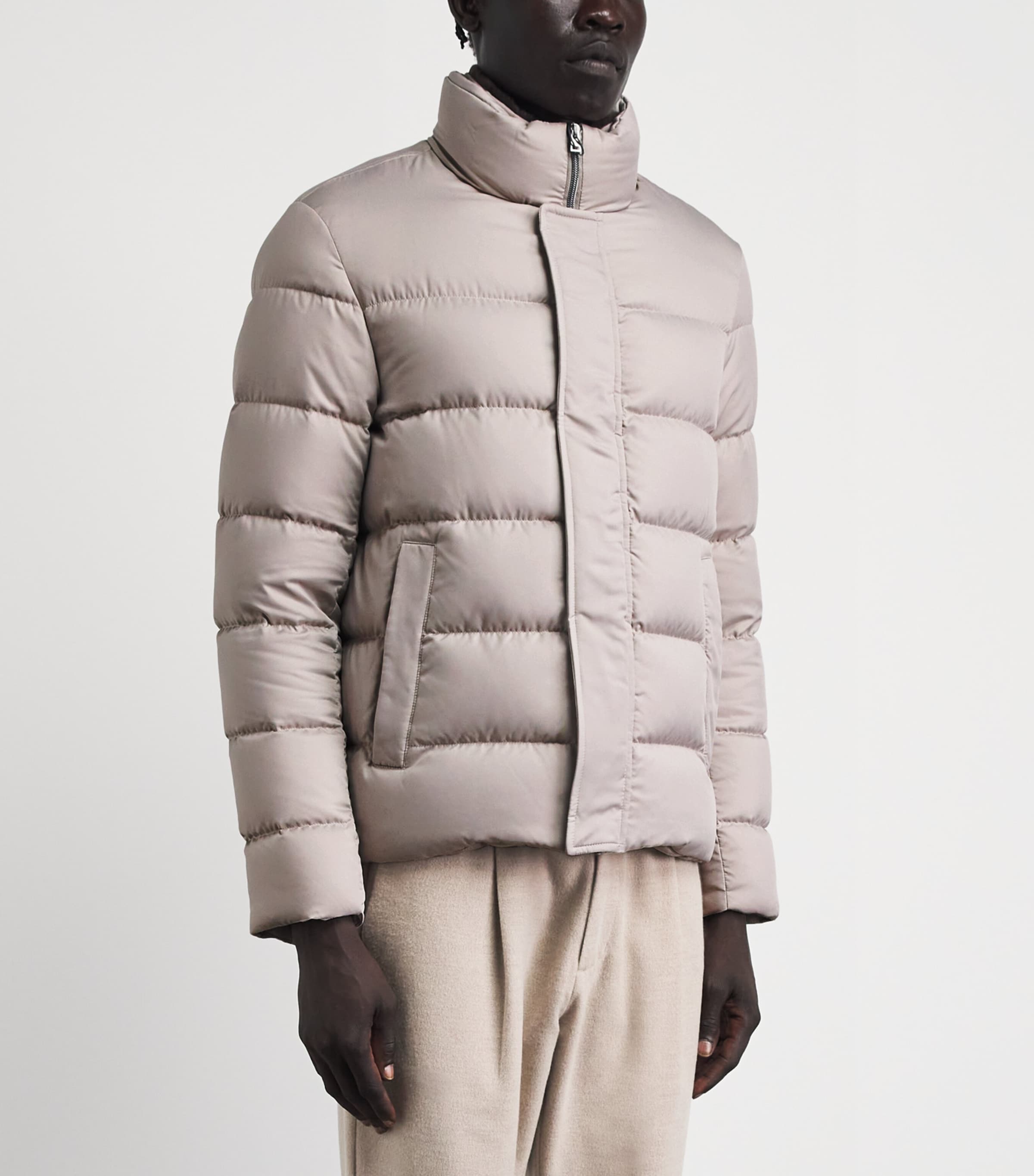 Herno Mens Down Quilted Puffer Jacket Grigio Perla Image 4