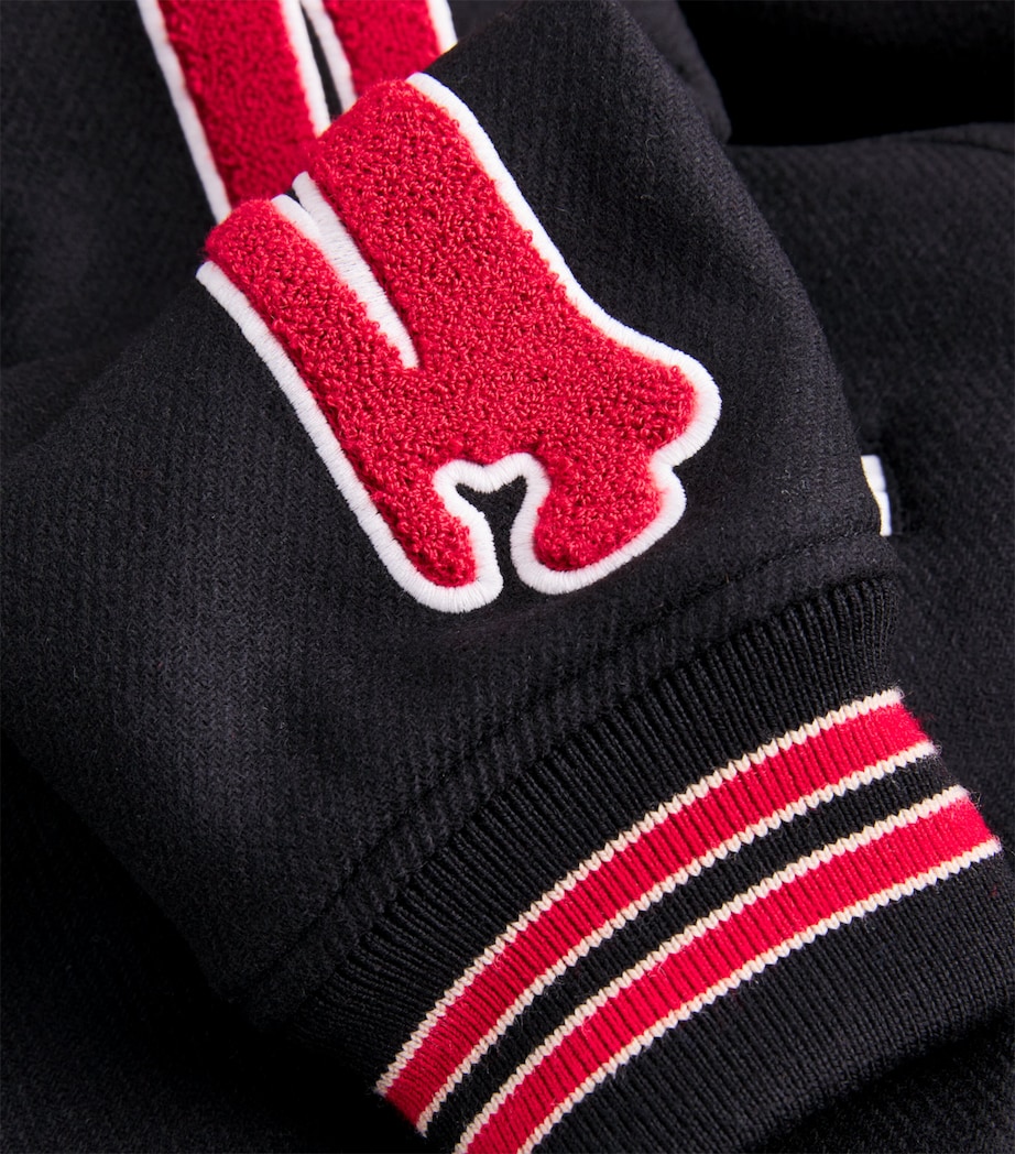 Wool-Blend Bones Varsity Jacket BLACK Image 5