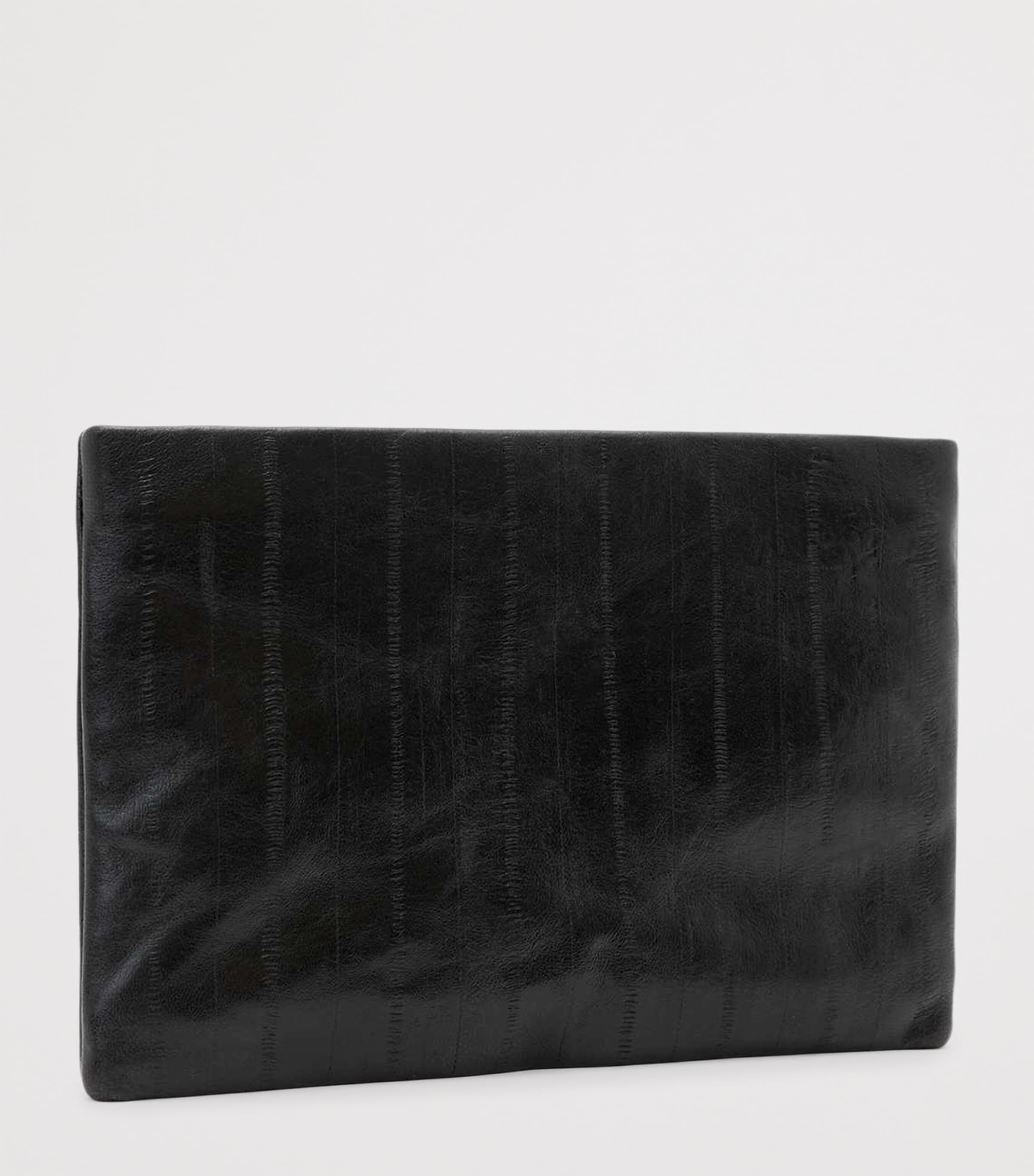 Leather Eel-Embossed Bettina Clutch Bag BLACK Image 3