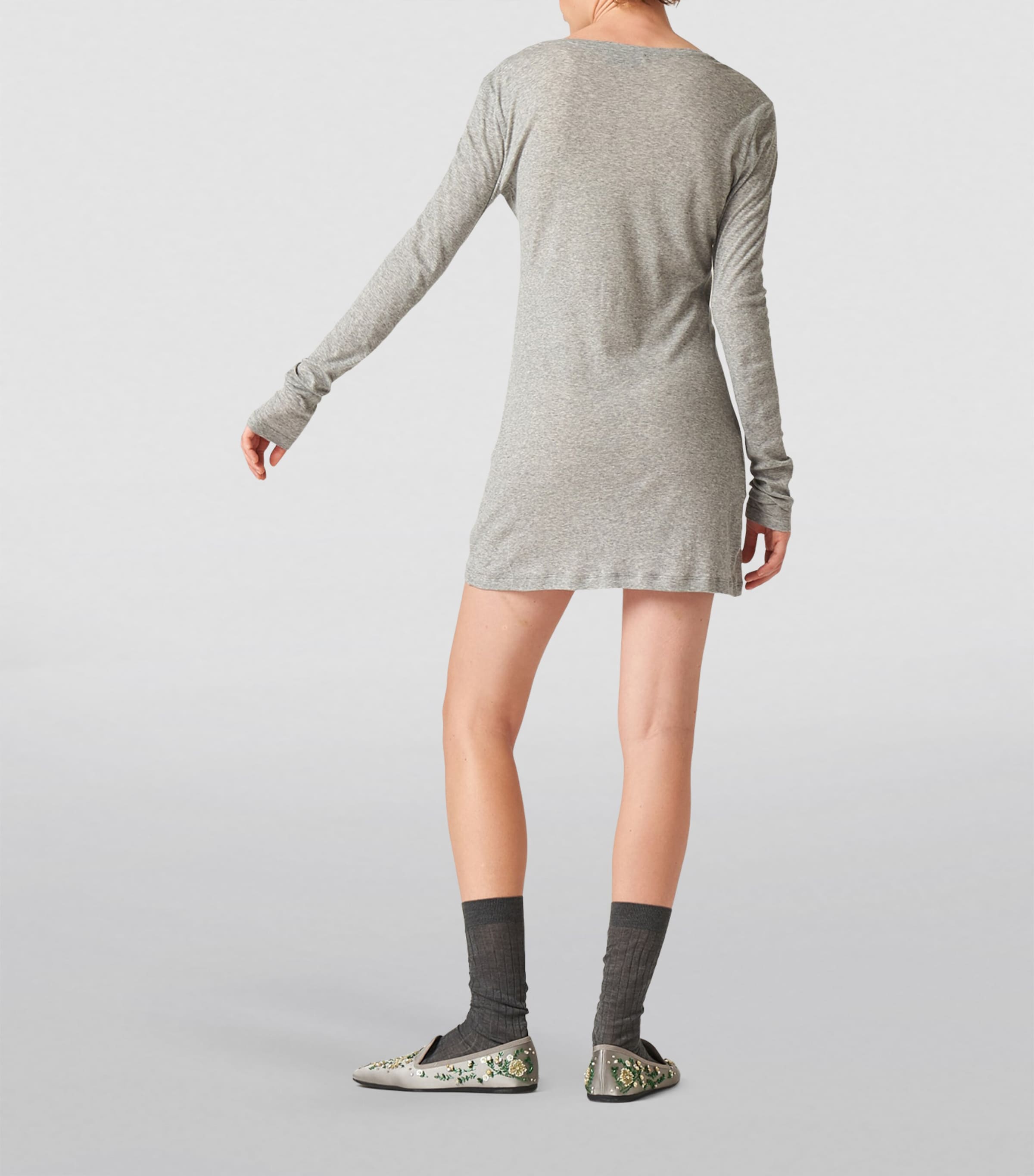 ワンピース MIU MIU Embroidered Wool Blend Mini Sweater Dress Miu Miu Wool blend mini sweater dress with embroidery | The